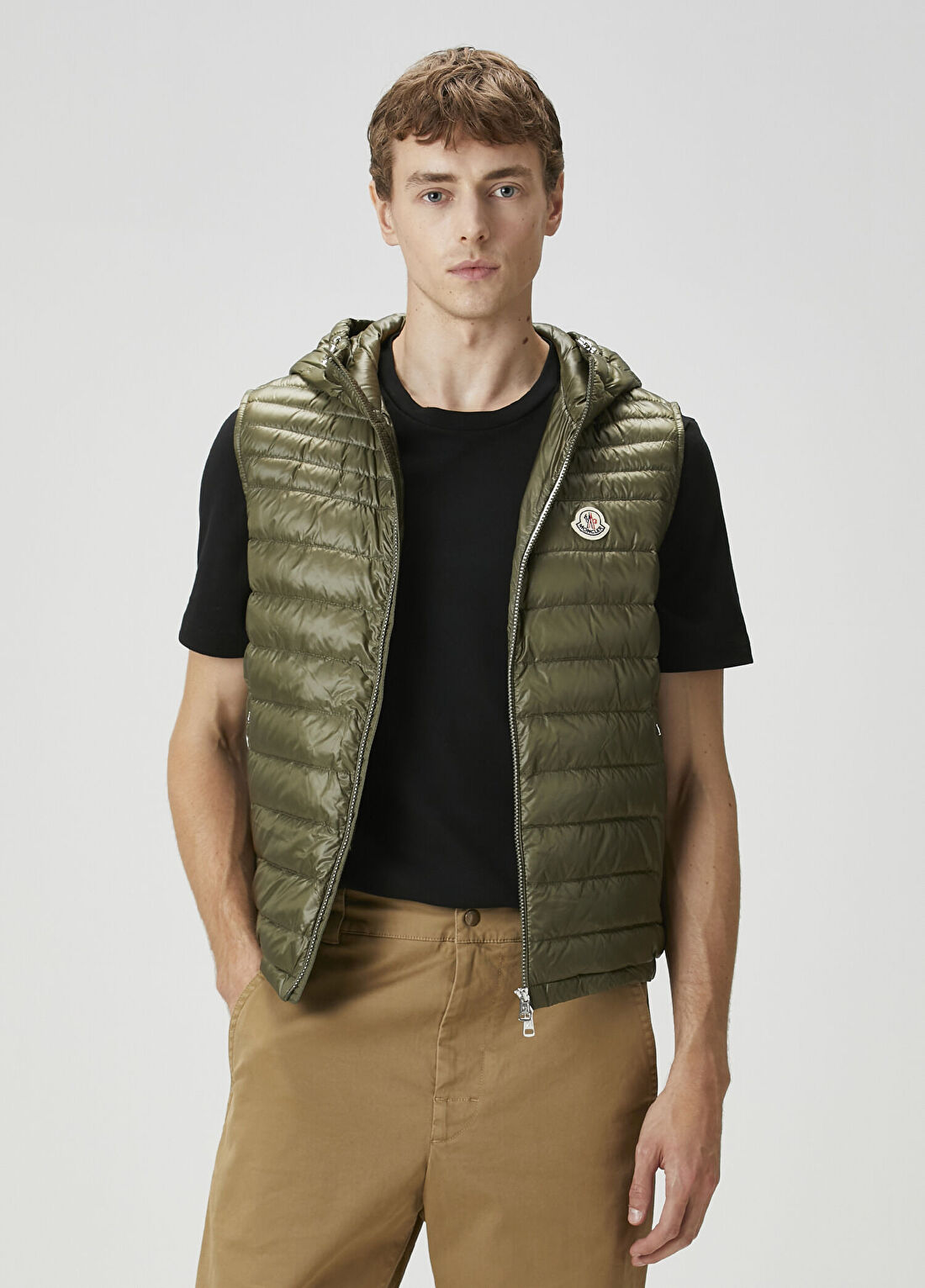 Moncler Haki Kapüşonlu Yelek
