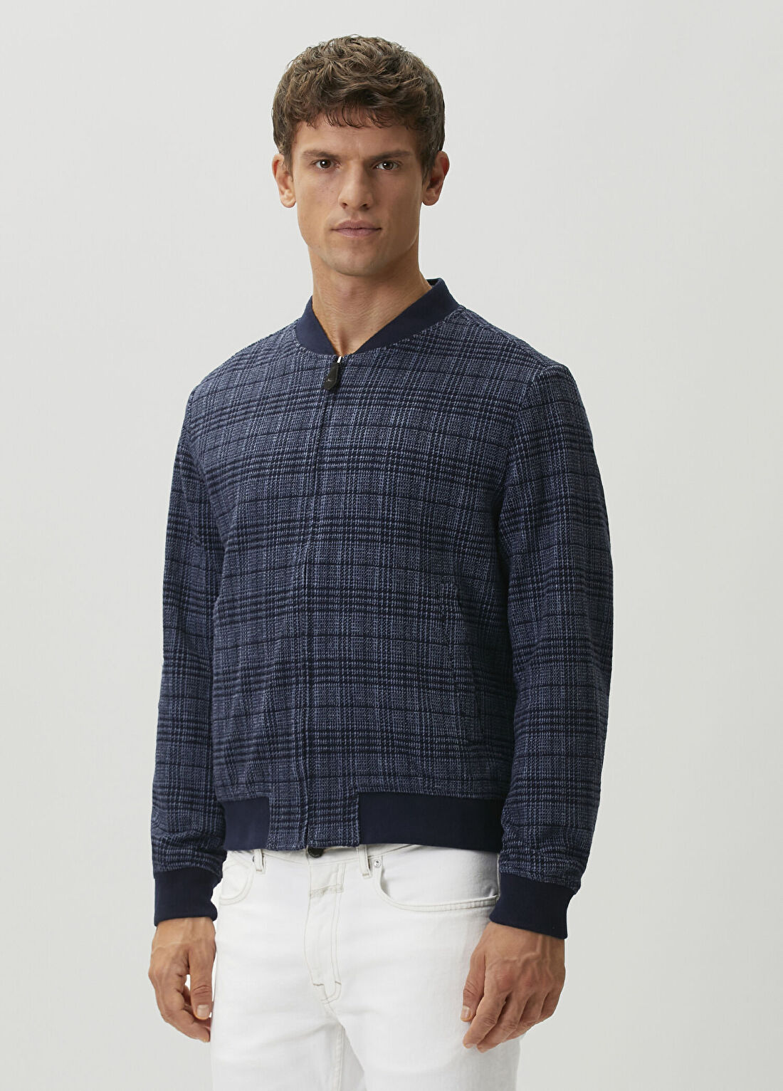 Etro Lacivert Ekose Desenli Bomber Ceket görsel 3