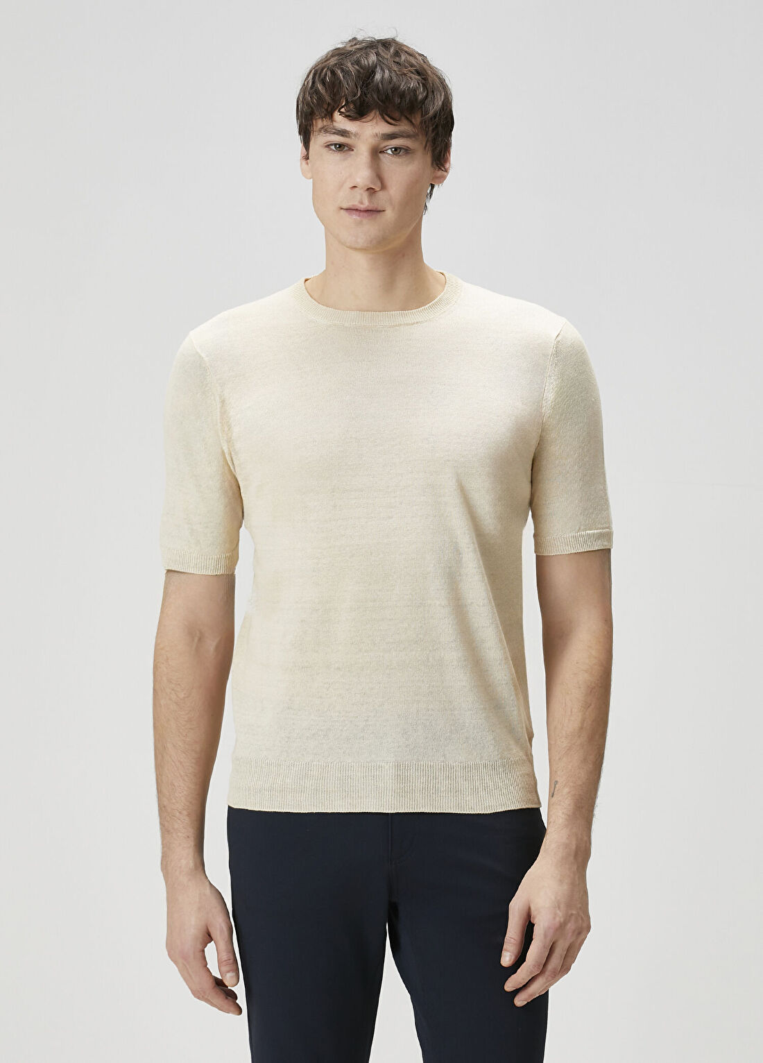 Lardini Bej Keten T-shirt