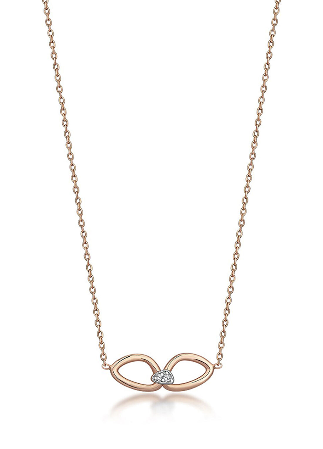 Reis Kuyumculuk Connection Little Pırlant Taşlı 14 Ayar Rose Gold Kadın Kolye