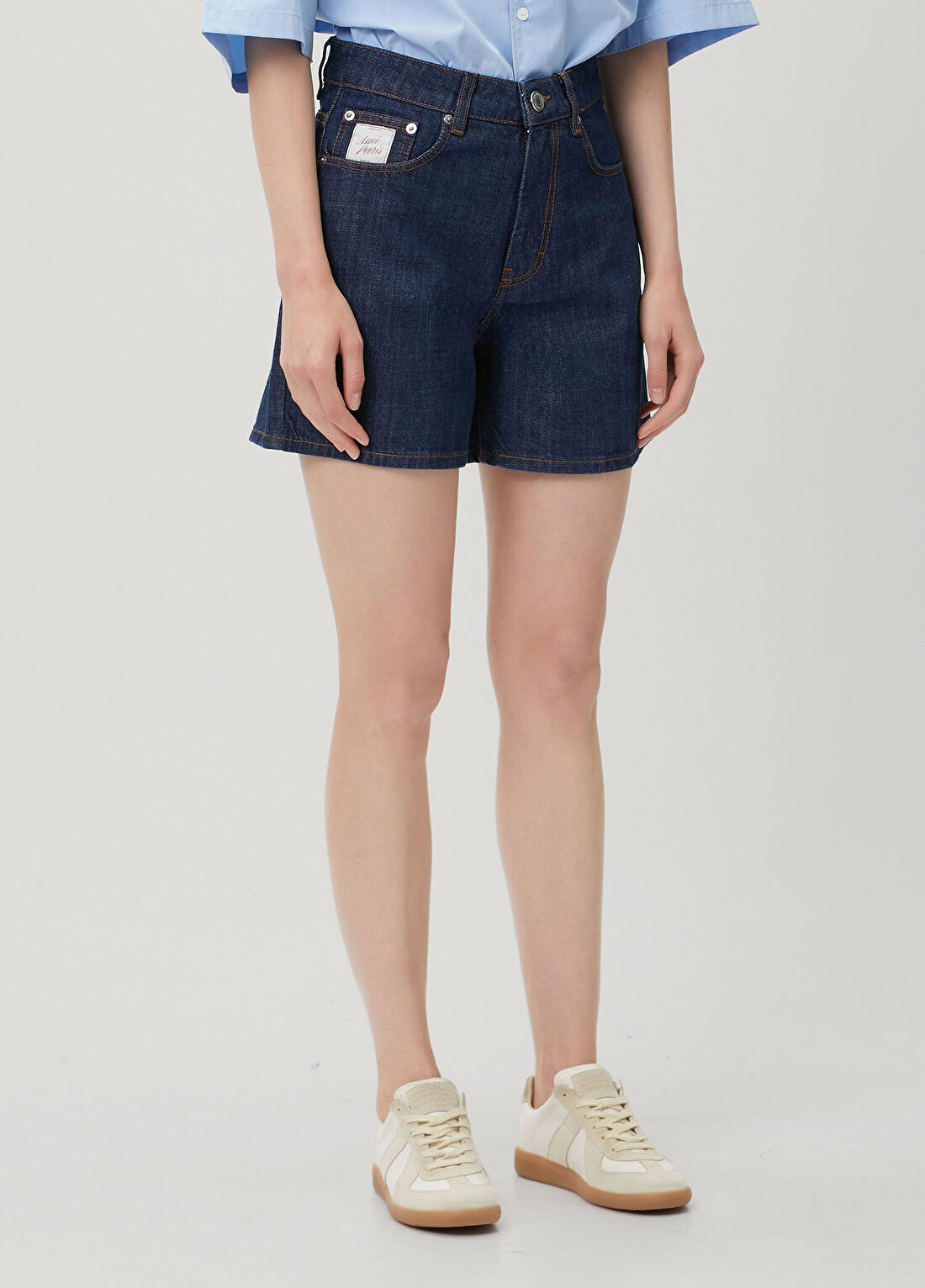 Ami Paris Lacivert Logo Patchli Denim Şort görsel 3