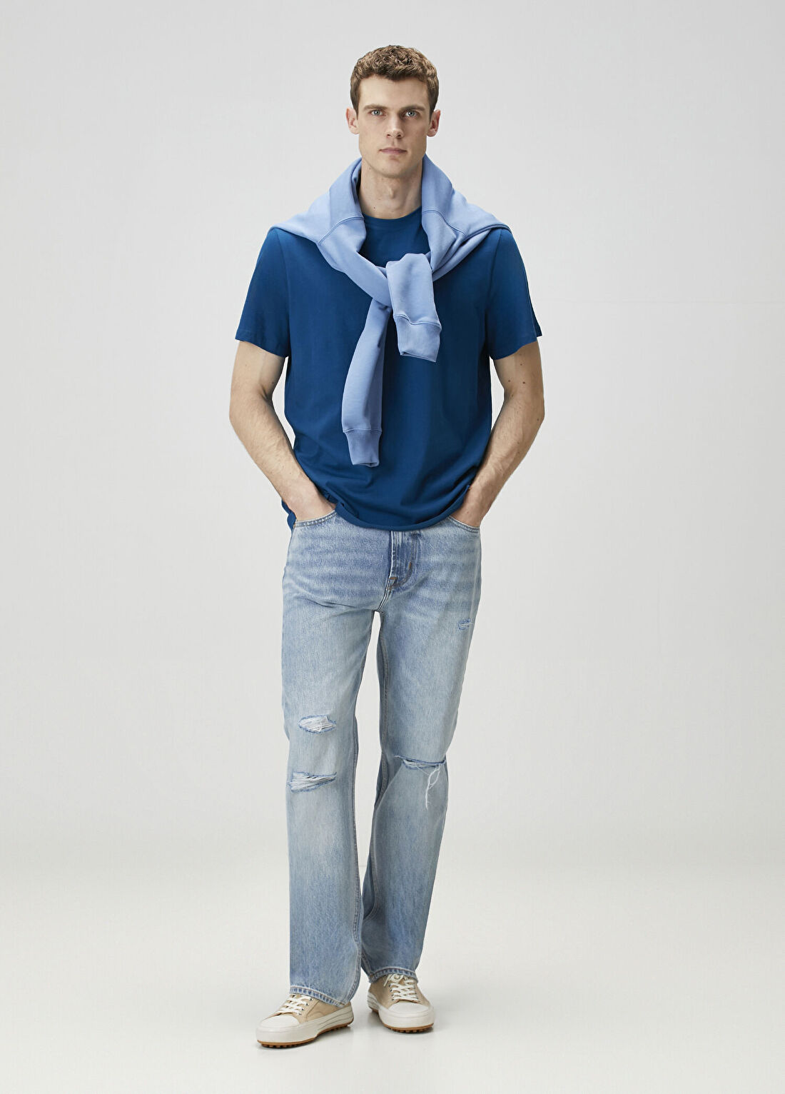 7 For All Mankind Easy Straight Mavi Yıpratma Detaylı Jean Pantolon