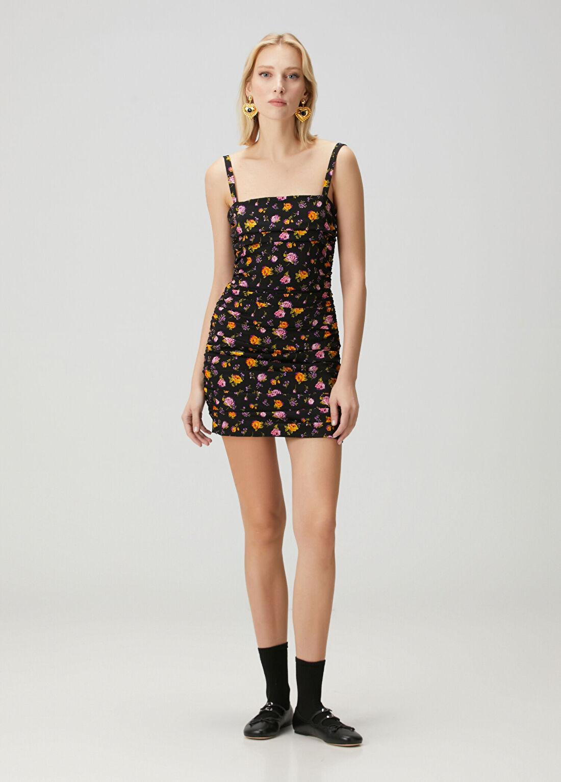 Dolce&Gabbana Siyah Çiçekli Mini Elbise görsel 3
