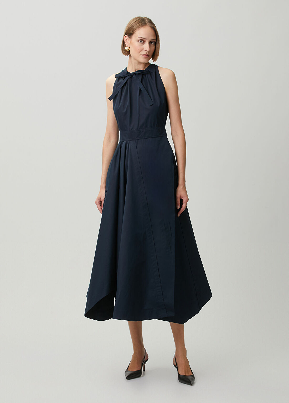 Givenchy Koyu Mavi Asimetrik Poplin Elbise