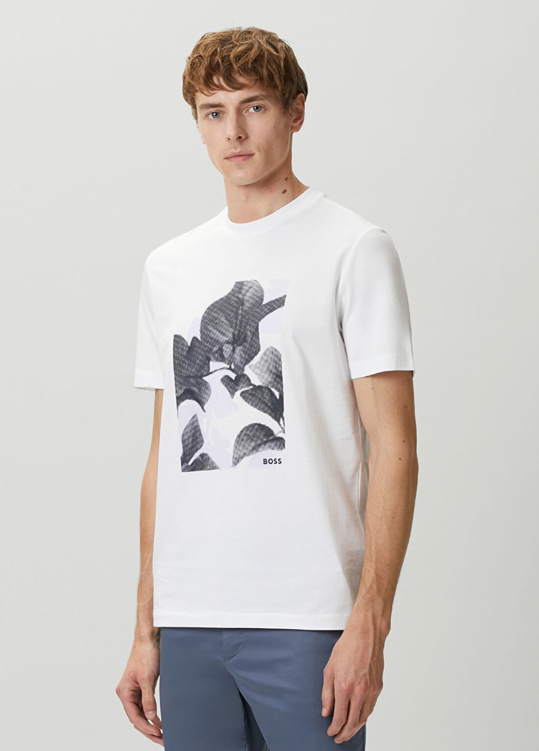 Boss Beyaz Çiçek Baskılı T-shirt görsel 3