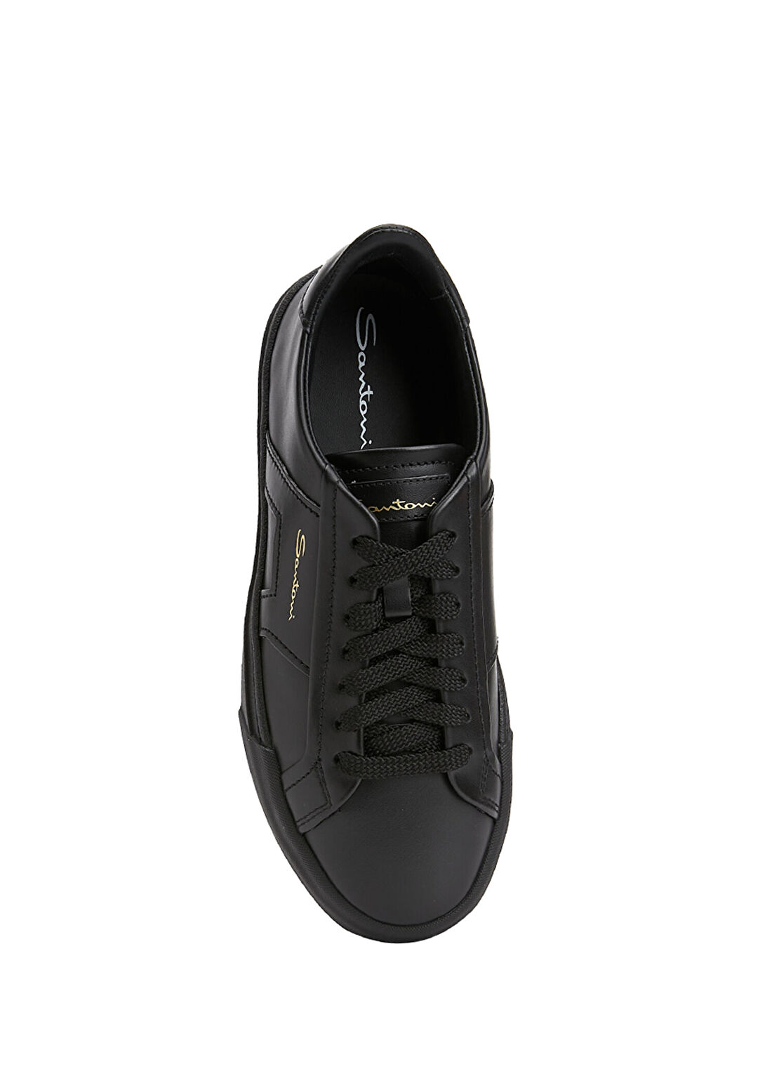 Santoni Siyah Erkek Deri Sneaker görsel 4