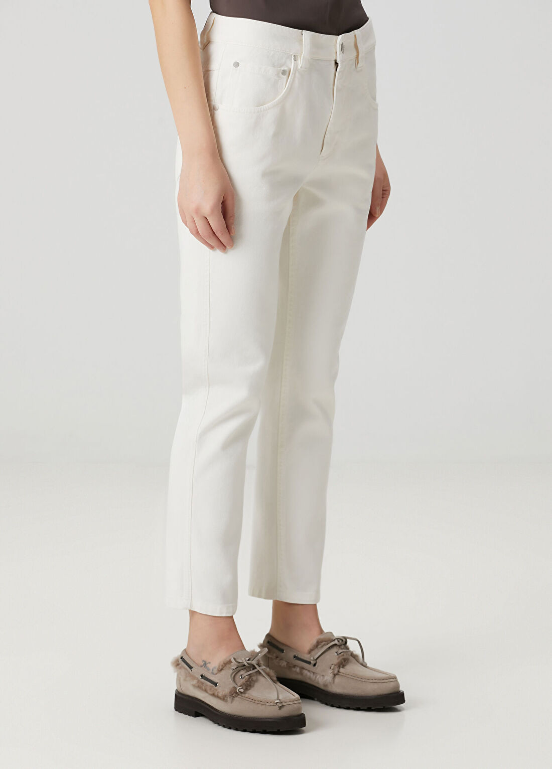 Brunello Cucinelli Ekru Jean Pantolon görsel 3