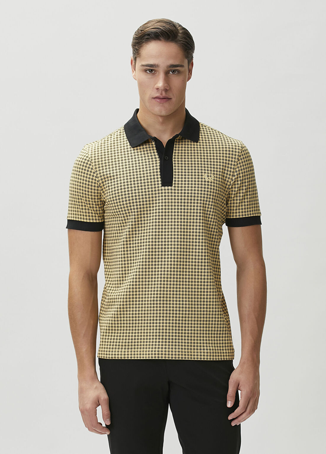 Fred Perry Siyah Çapraz Desenli Pike Polo T-shirt