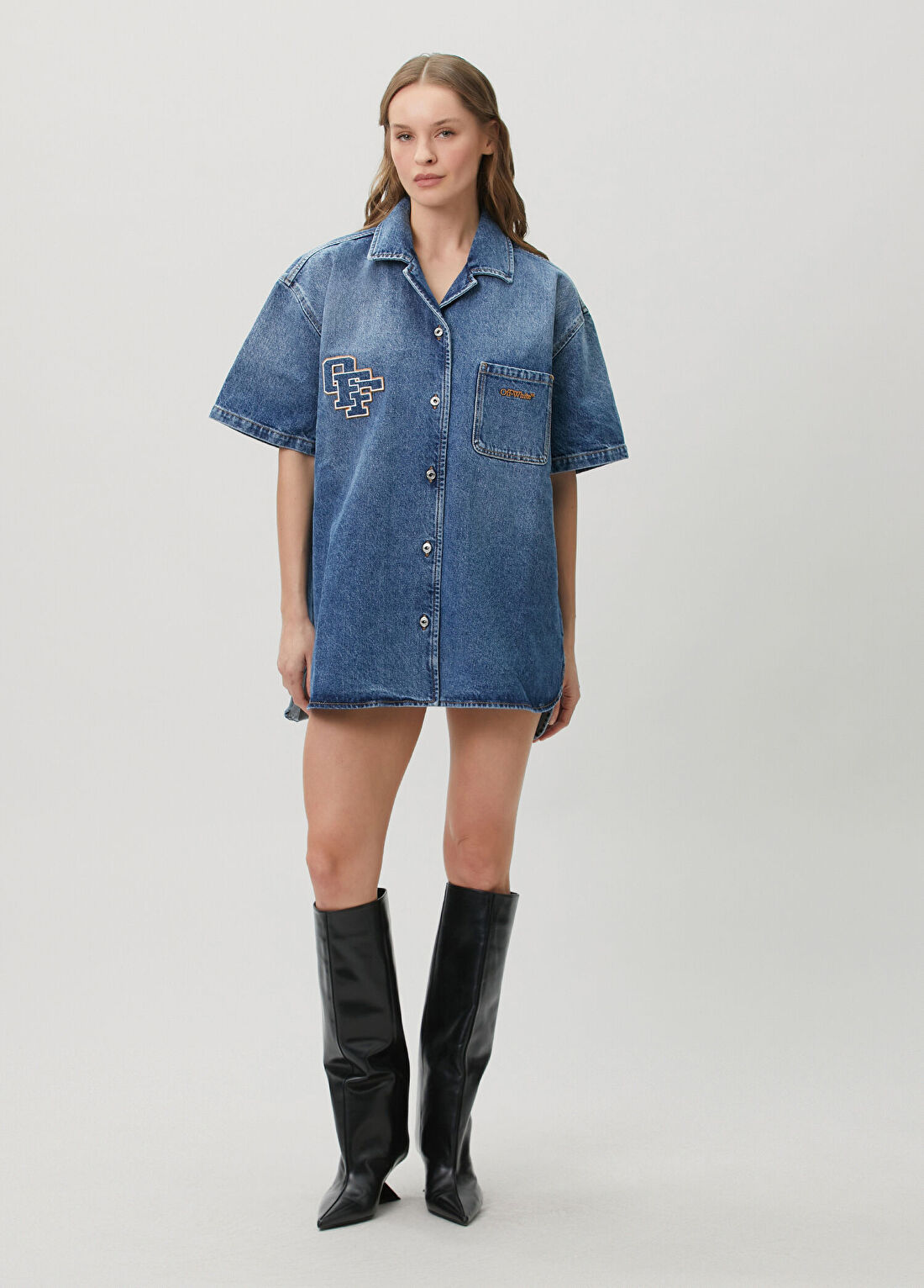 Off-White Mavi Minim Denim Elbise