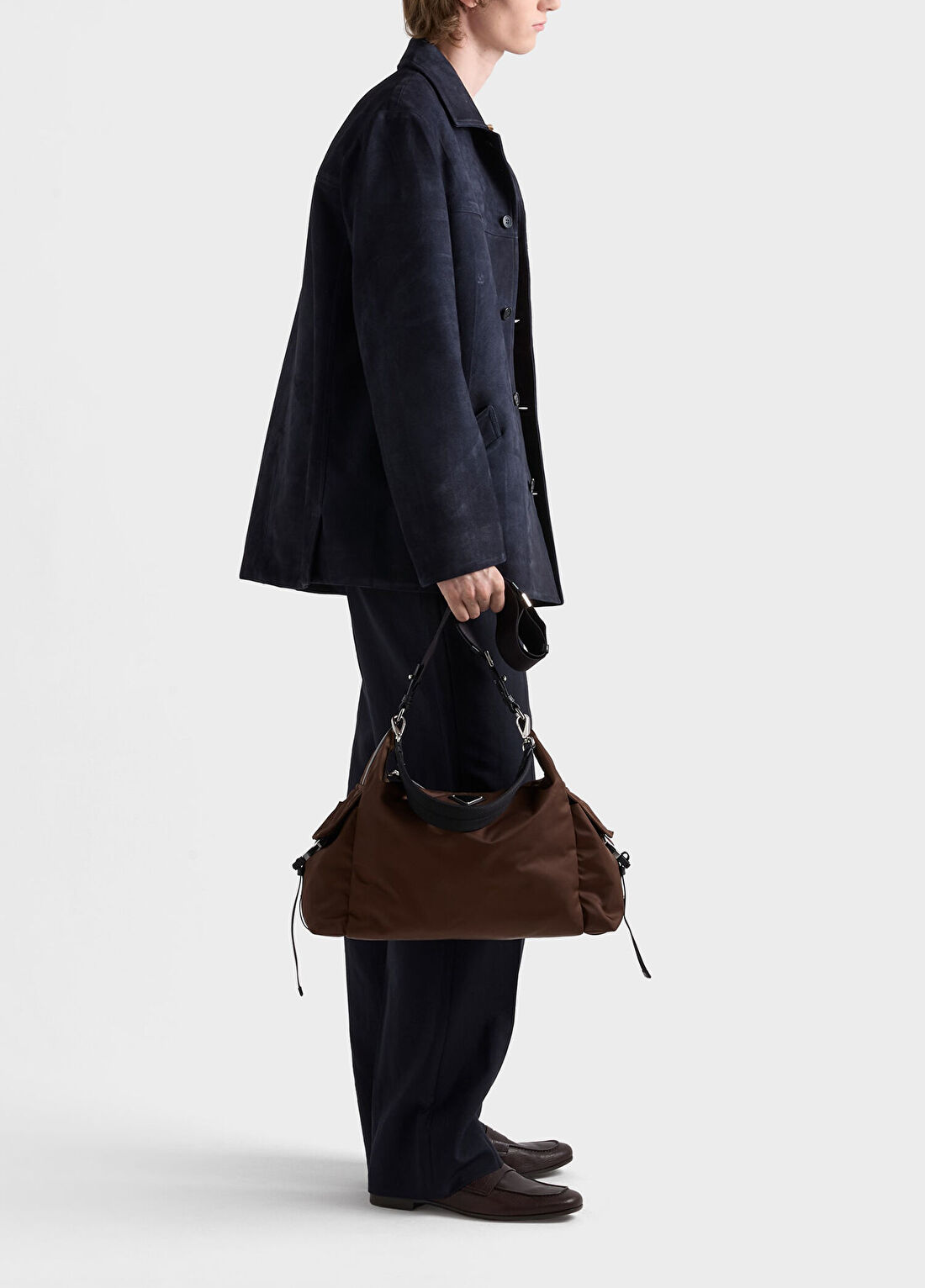 Prada Kahverengi Explore Re-Nylon ve Deri Erkek Çanta görsel 2