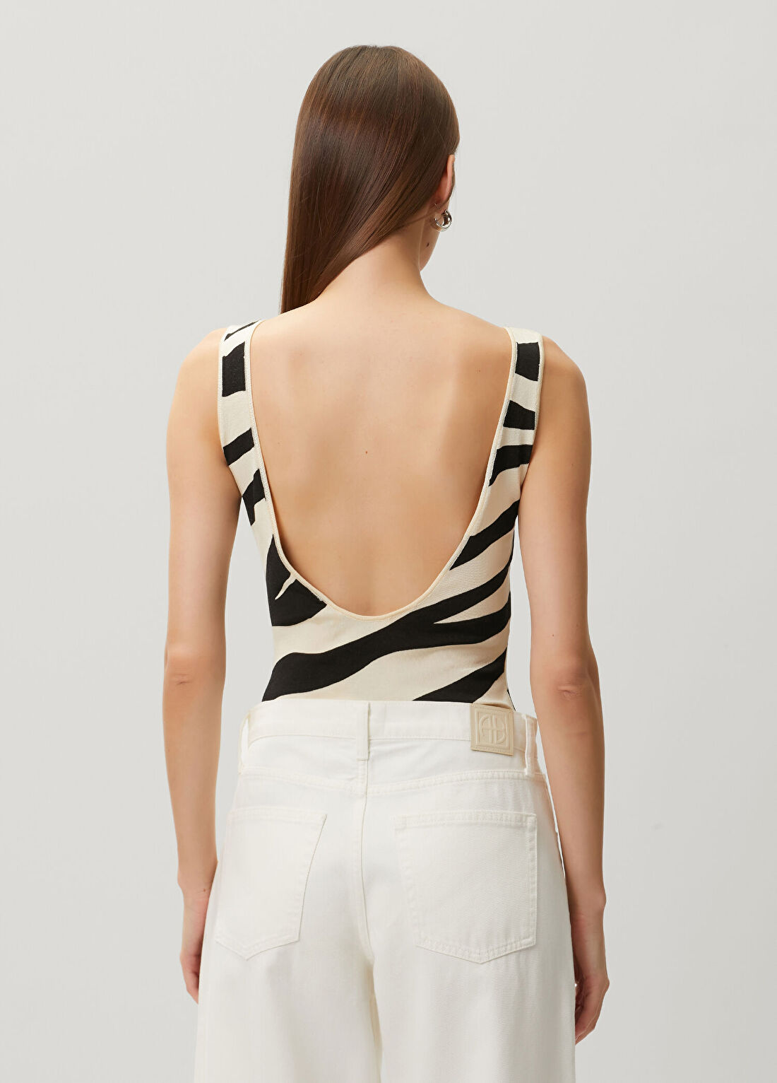 Sandro Ekru Siyah Zebra Desenli Body görsel 4