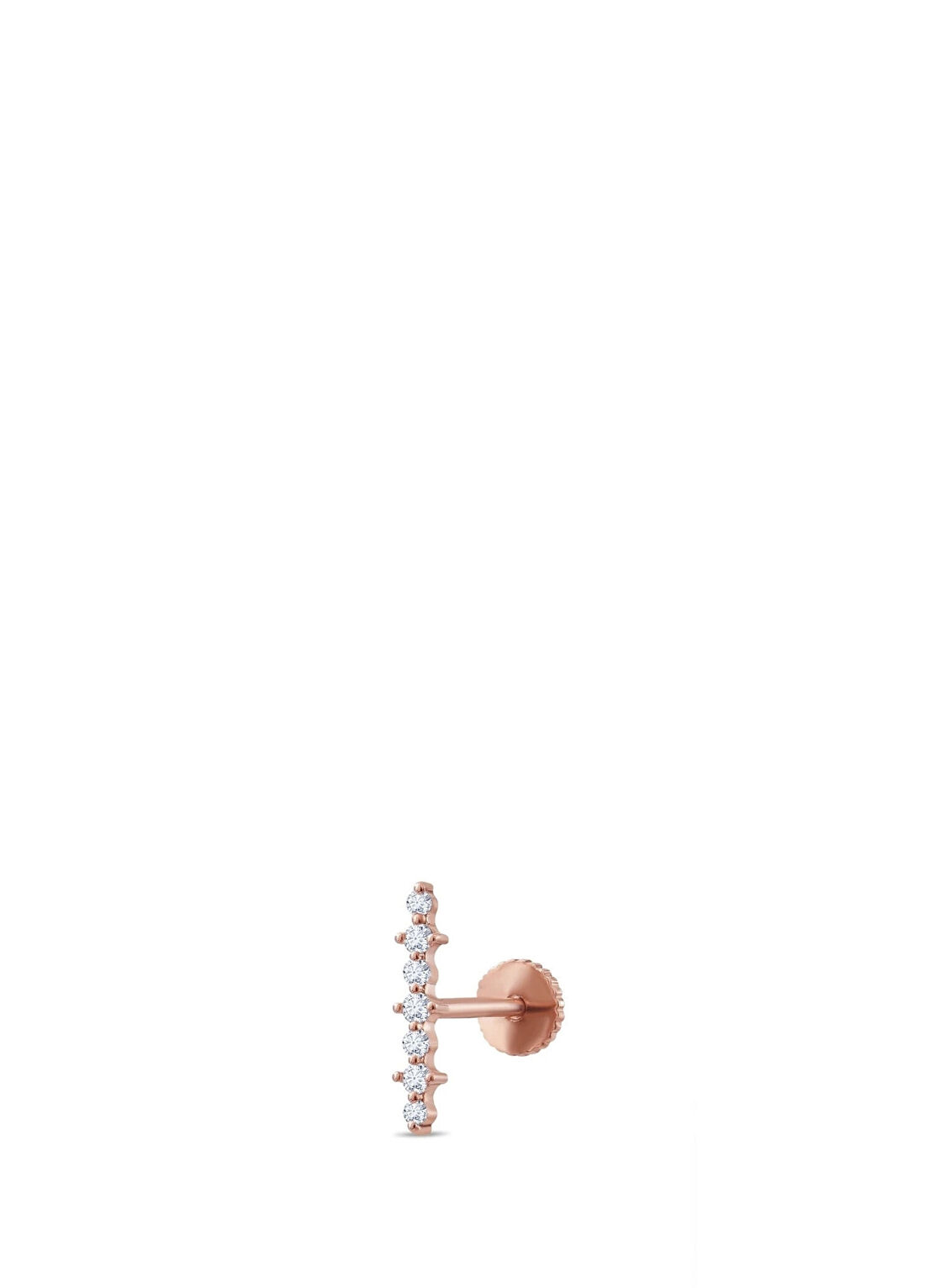 Safir Mücevher Alya Pırlanta Taşlı 14 Ayar Rose Gold Kadın Piercing Tragus Küpe
