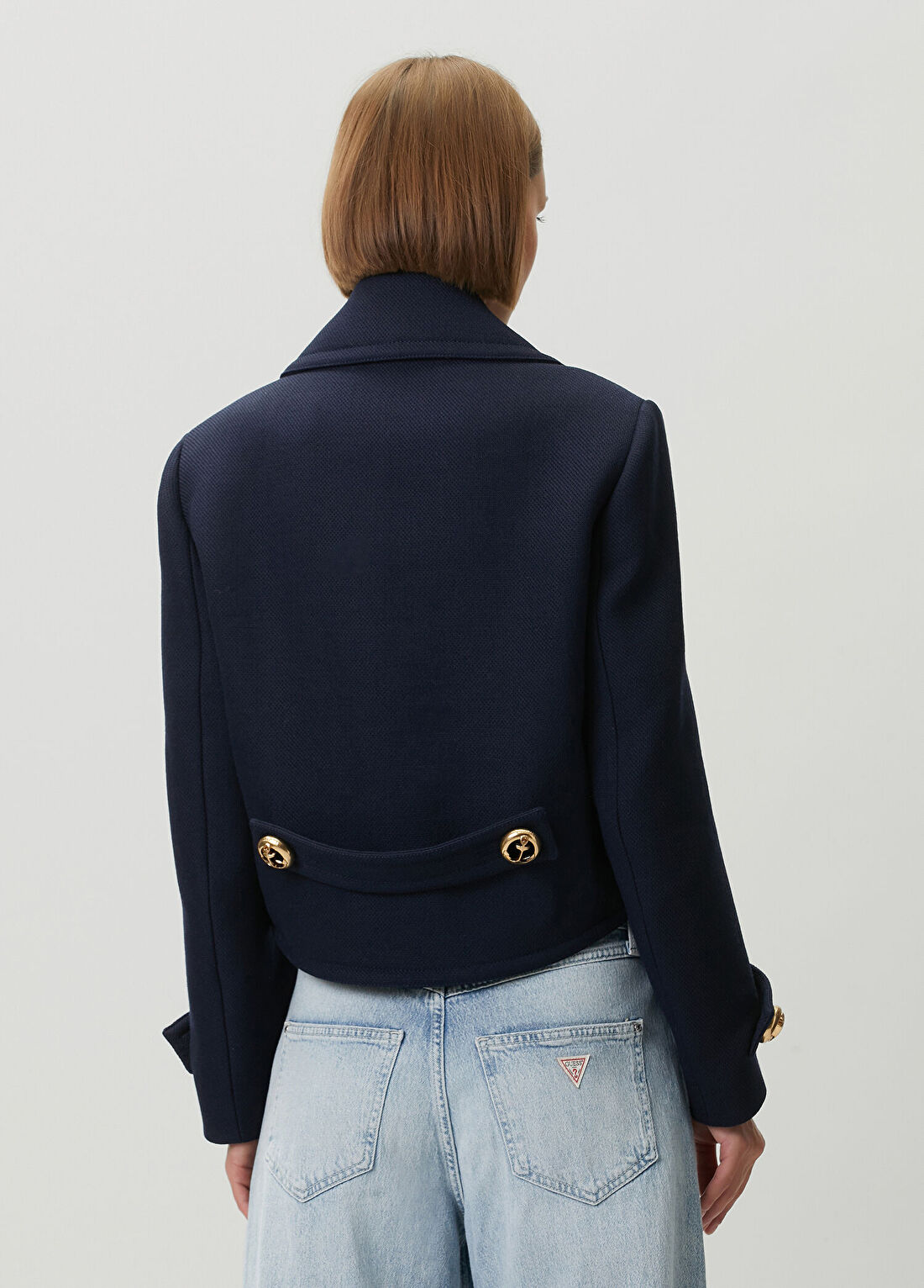 Balenciaga Lacivert Crop Yün Ceket görsel 4