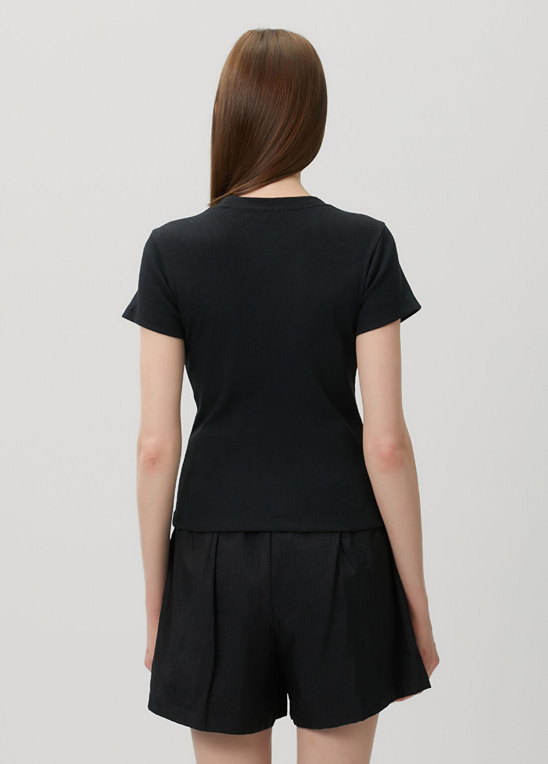 Nike Rib Mod Crop Siyah T-shirt görsel 4