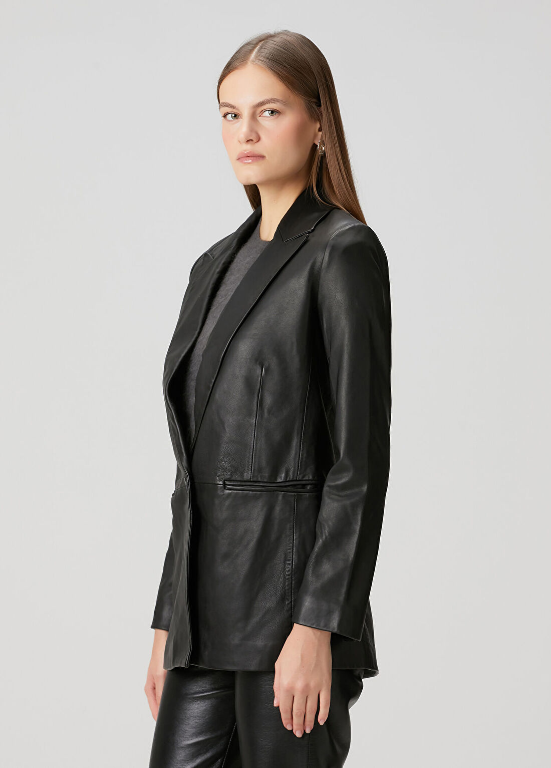 AllSaints Siyah Deri Ceket görsel 3