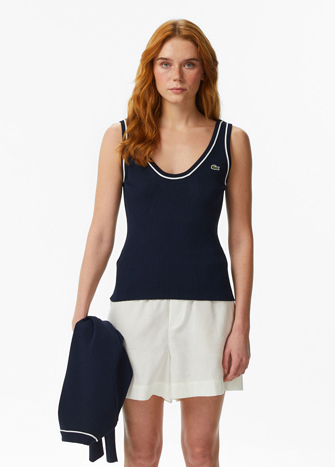 Lacoste Lacivert Slim Fit Askılı Kadın Bluz