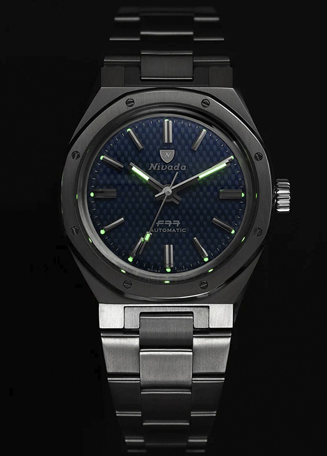 Nivada Grenchen F77 Blue MK2 69013A77 Metalik Gri Çelik Erkek Kol Saati görsel 3