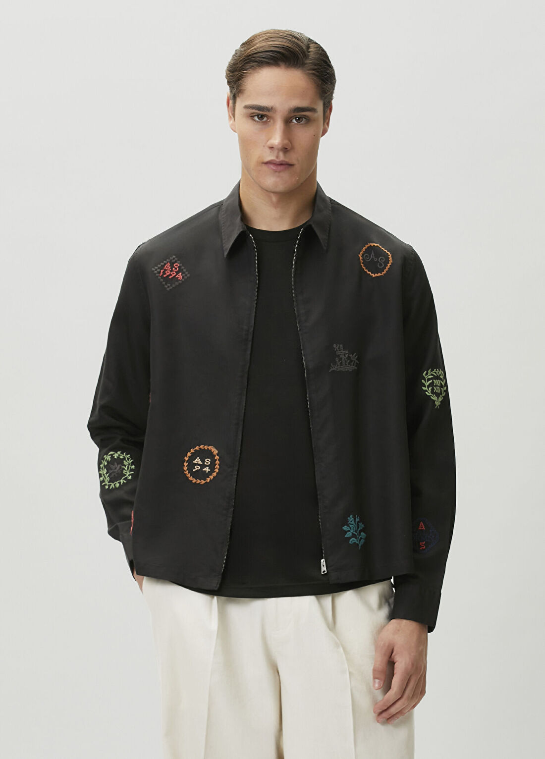 AllSaints Laurel Siyah Nakışlı Mont