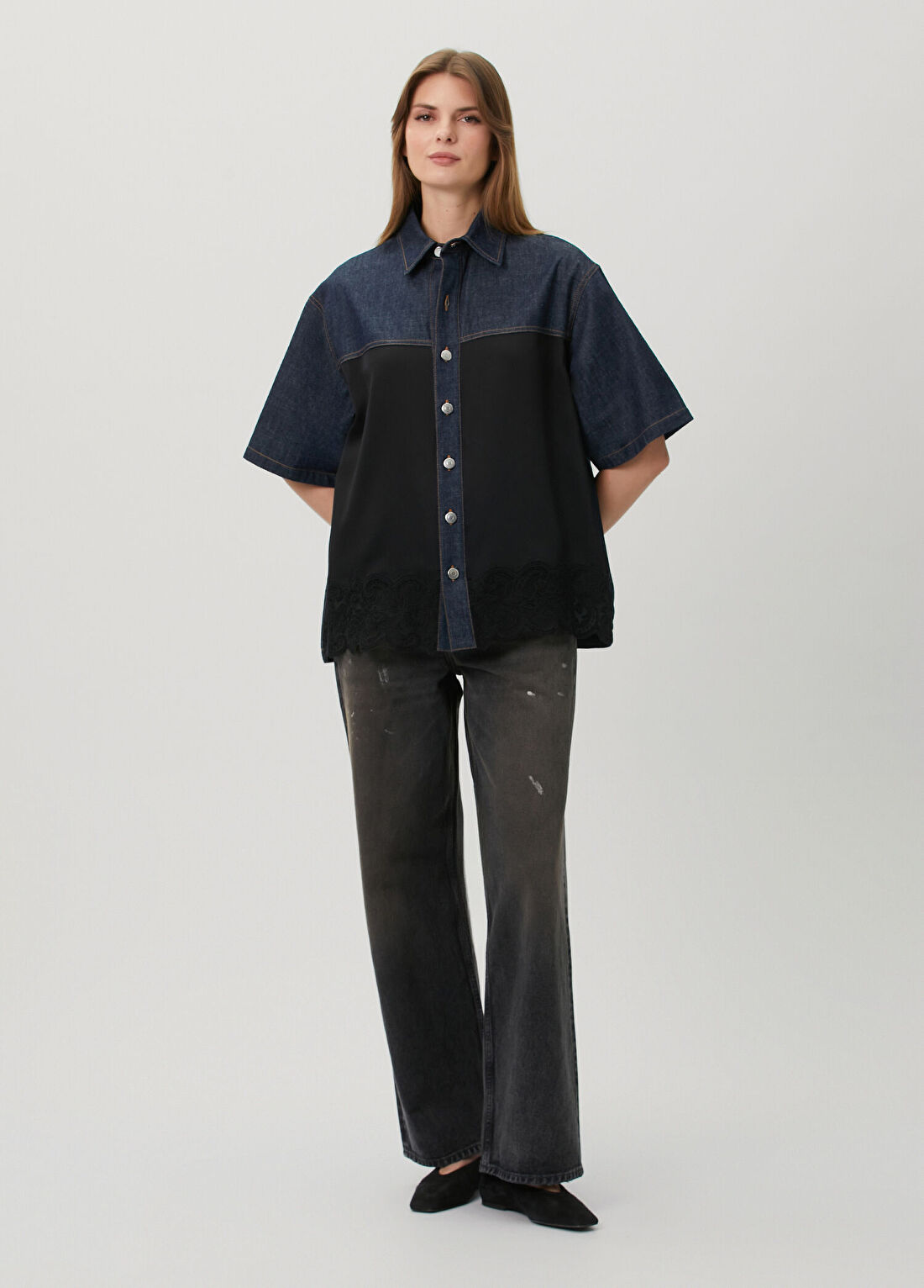 Stella McCartney Lacivert Denim Gömlek görsel 2