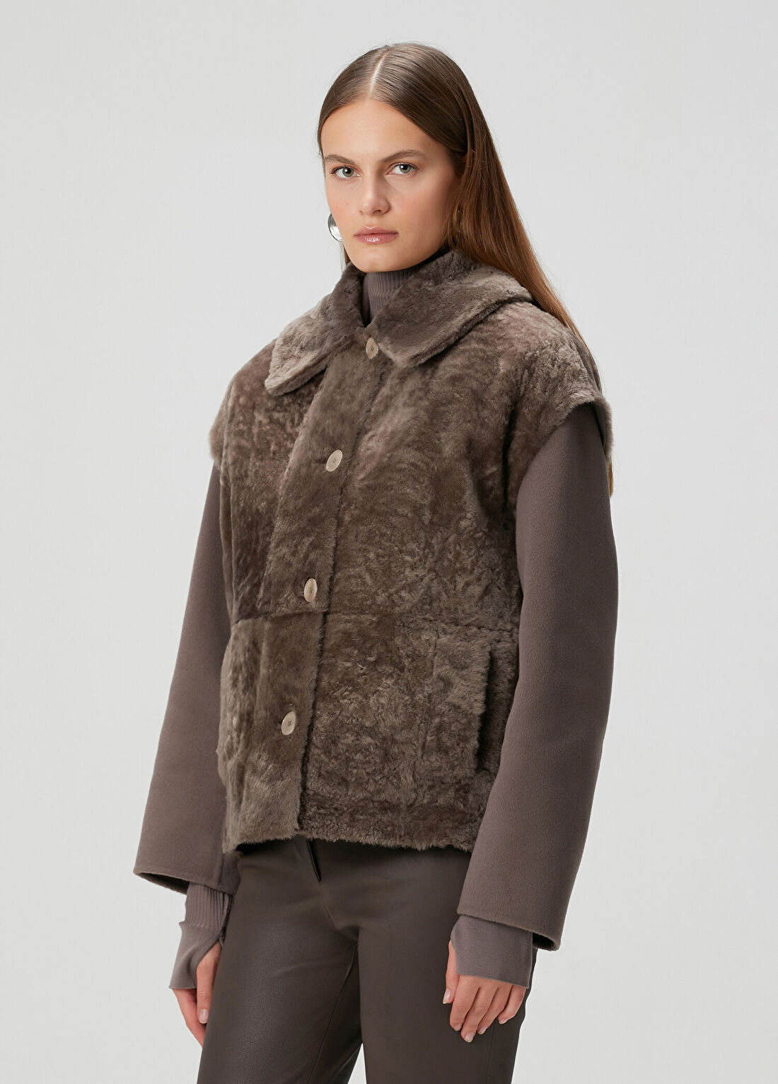 Joseph Vizon Shearling Deri Yelek görsel 3
