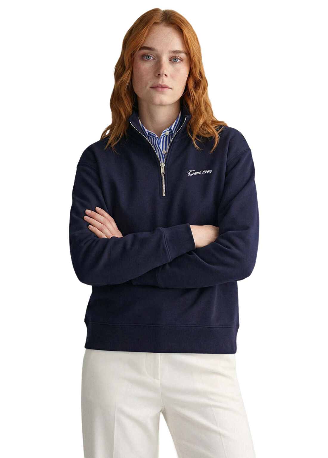 Gant Lacivert Yarım Fermuarlı Kadın Sweatshirt