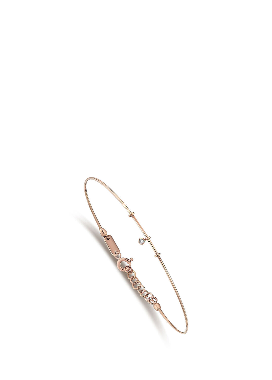 Reis Kuyumculuk ThiDia Bangle Pırlanta Taşlı 14 Ayar Rose Altın Kadın Bileklik