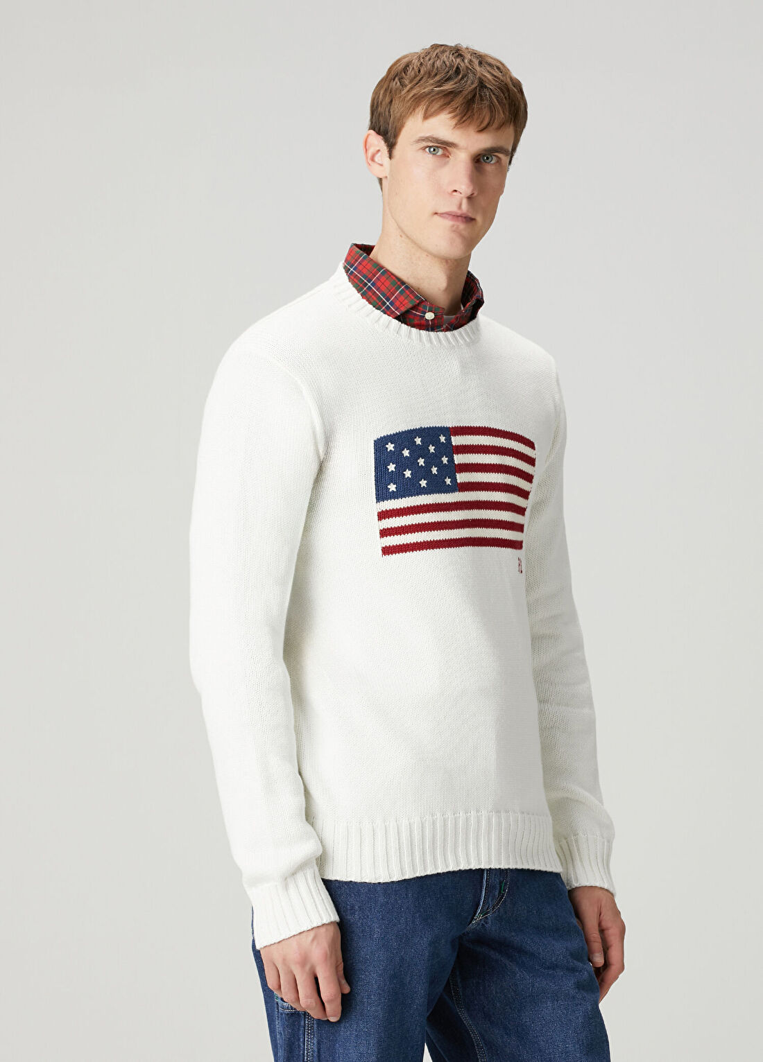 Polo Ralph Lauren Beyaz Bayrak Jakarlı Kazak görsel 3