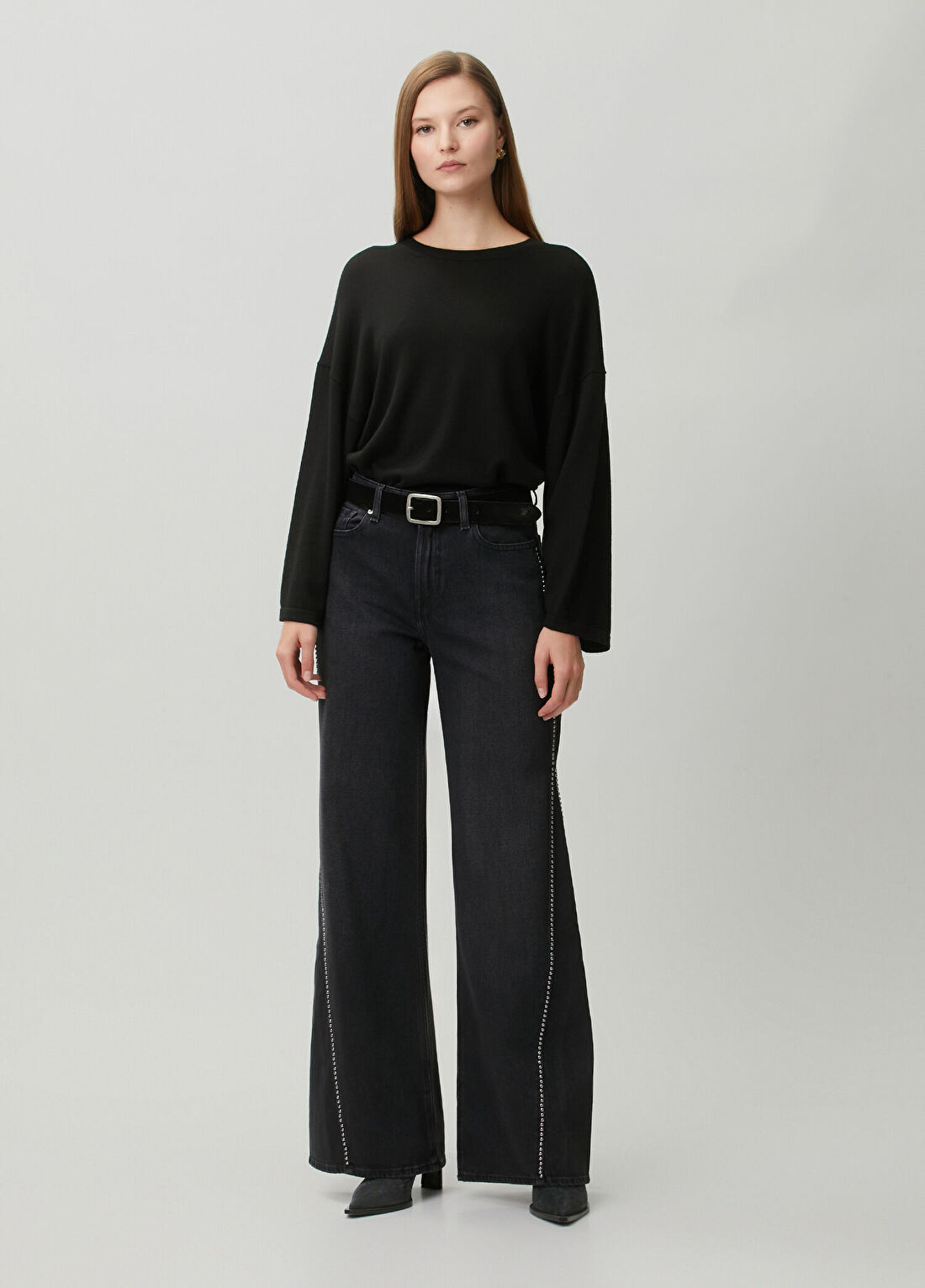 7 For All Mankind Lotta Antrasit Wide Leg Jean Pantolon