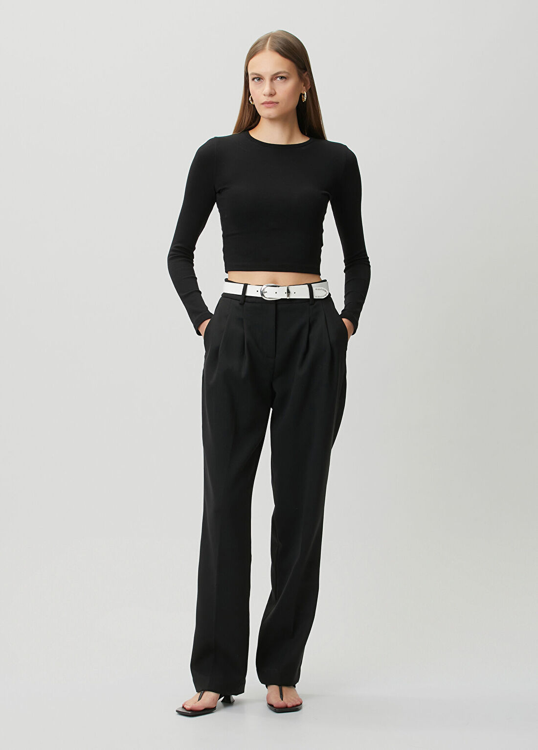 Michael Michael Kors Siyah Pileli Twill Pantolon