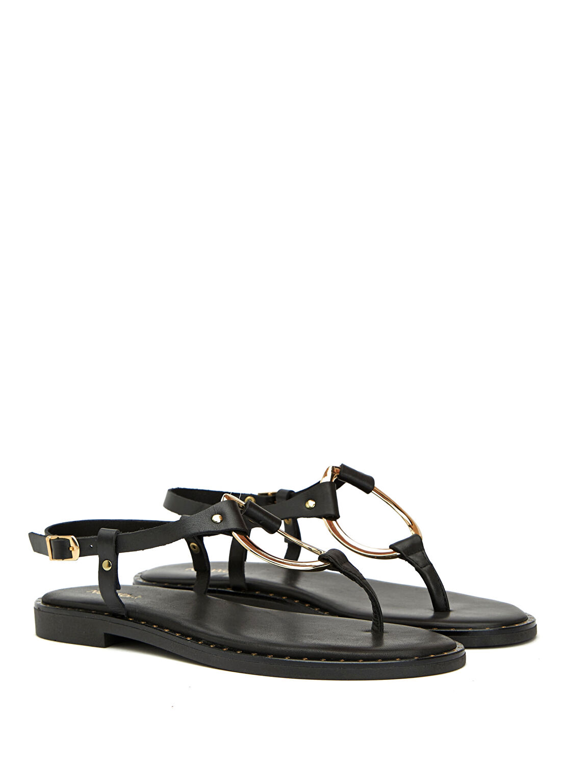 Network Siyah Kadın Deri Sandalet görsel 2