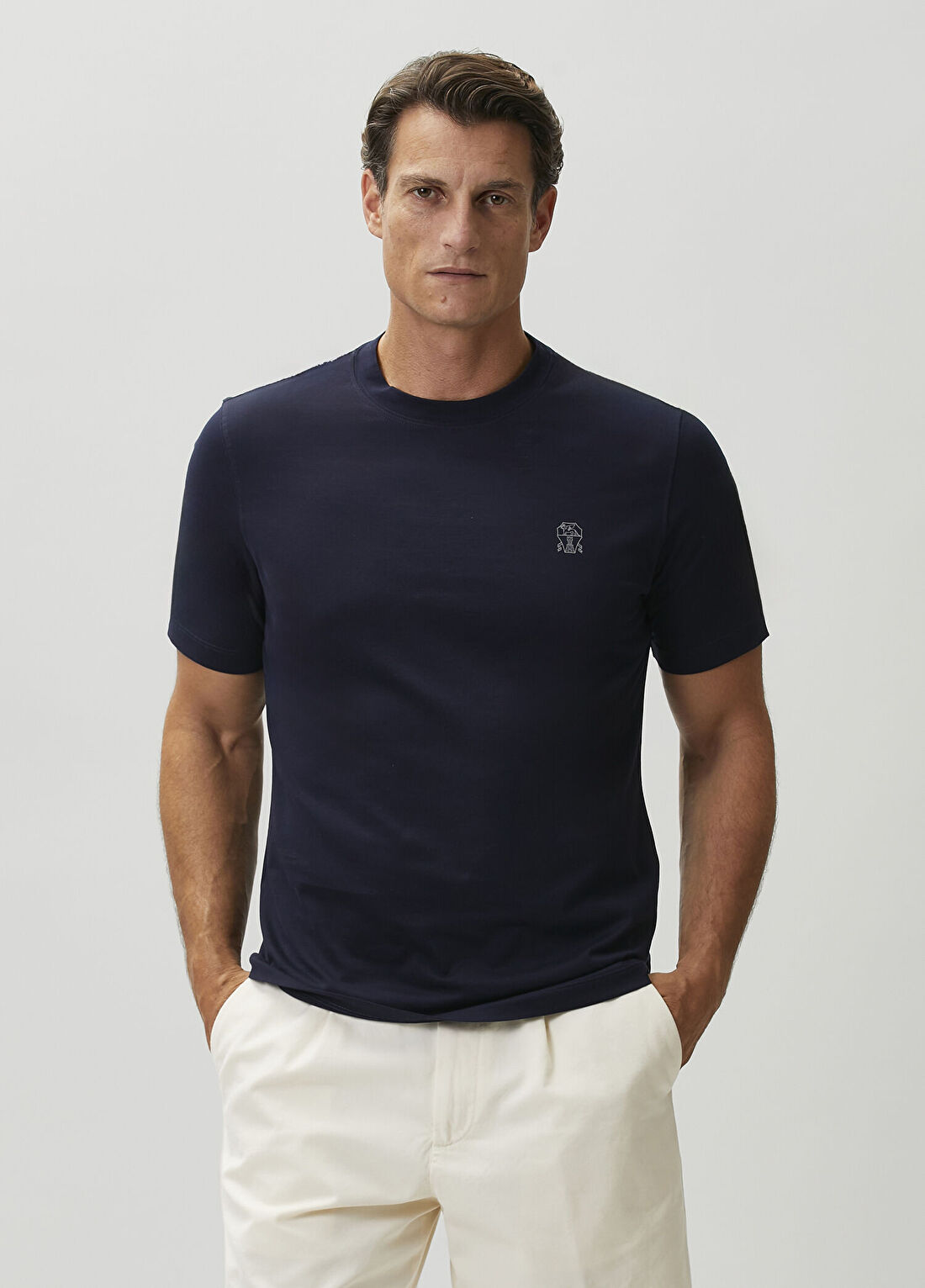 Brunello Cucinelli Lacivert Logolu T-shirt