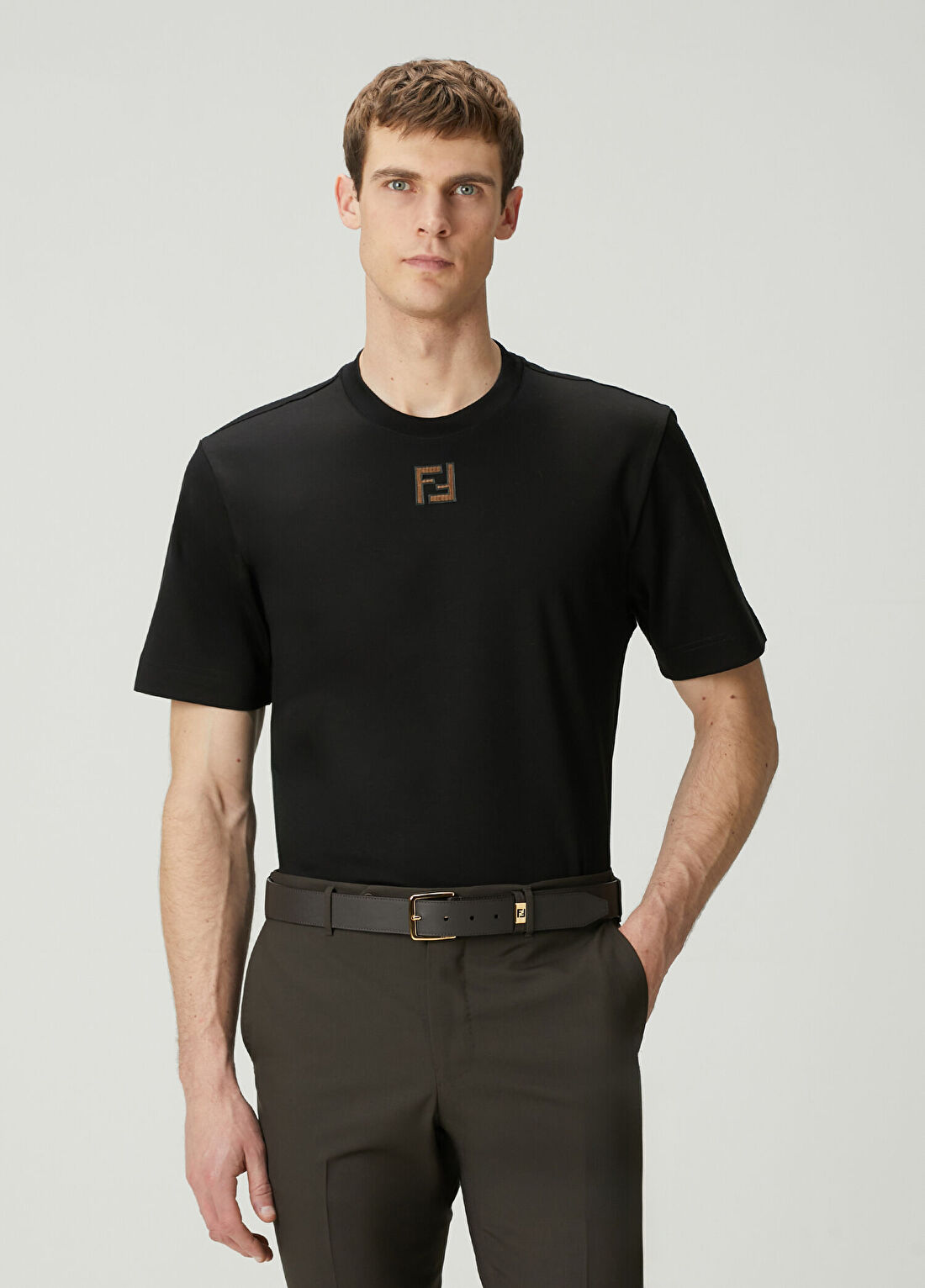 Fendi Siyah Logo Nakışlı T-shirt
