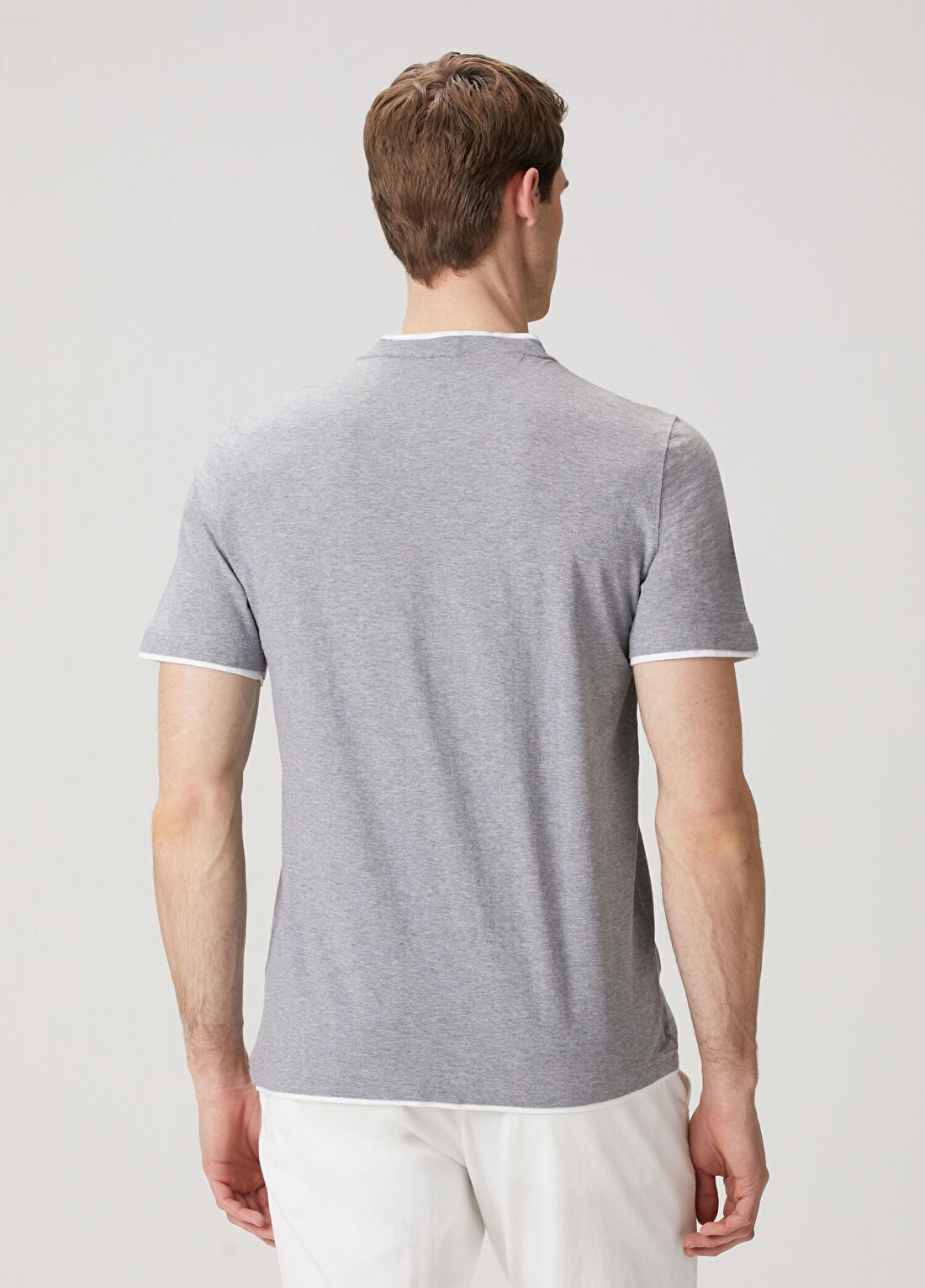 Fedeli Gri Basic T-shirt görsel 4