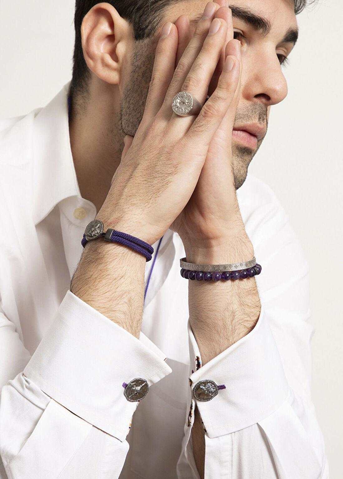 Melie Jewelry Miğfer 925 Ayar Gümüş Oksitli Erkek Kol Düğmesi görsel 2