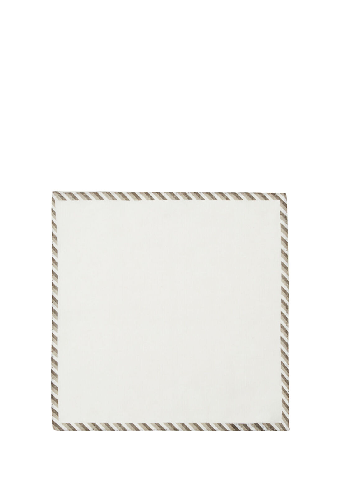 Beymen Collection Beyaz Kahverengi Keten Poşet Mendil