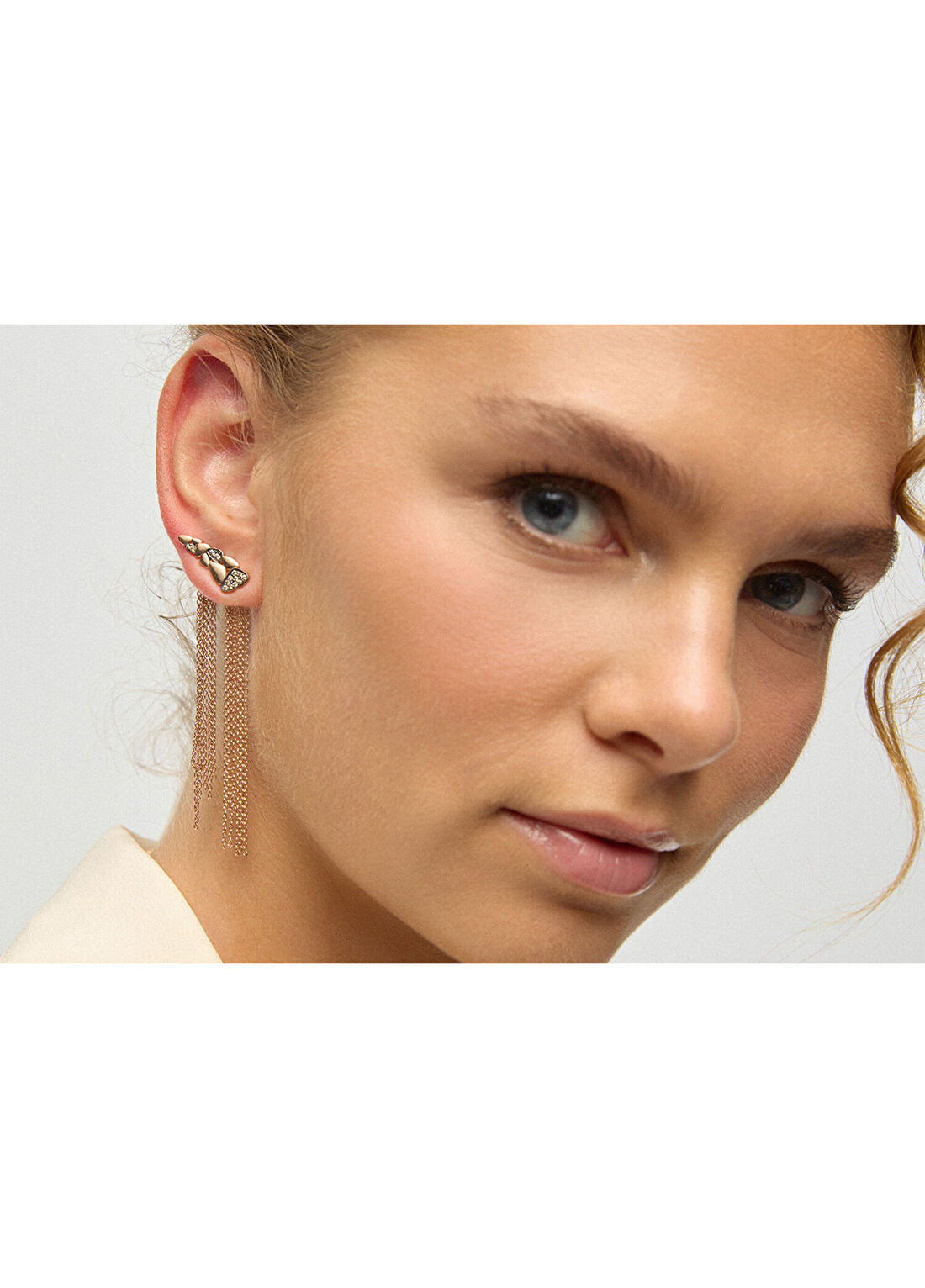 Reis Kuyumculuk Path and Track Earrings Pırlanta Taşlı 14 Ayar Pembe Altın Kadın Kolye görsel 3