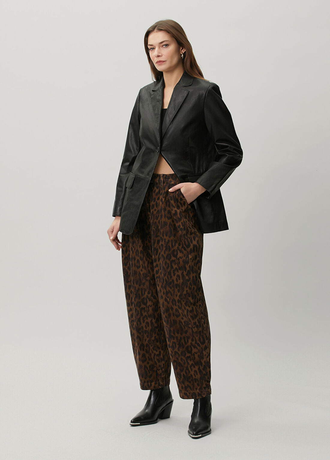 AllSaints Becca Leopar Desenli Jean Pantolon