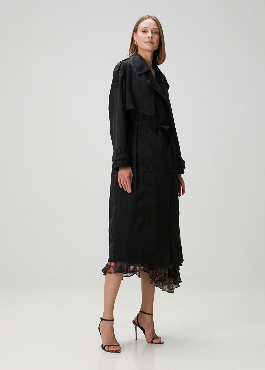 AllSaints Linnie Siyah Pardösü
