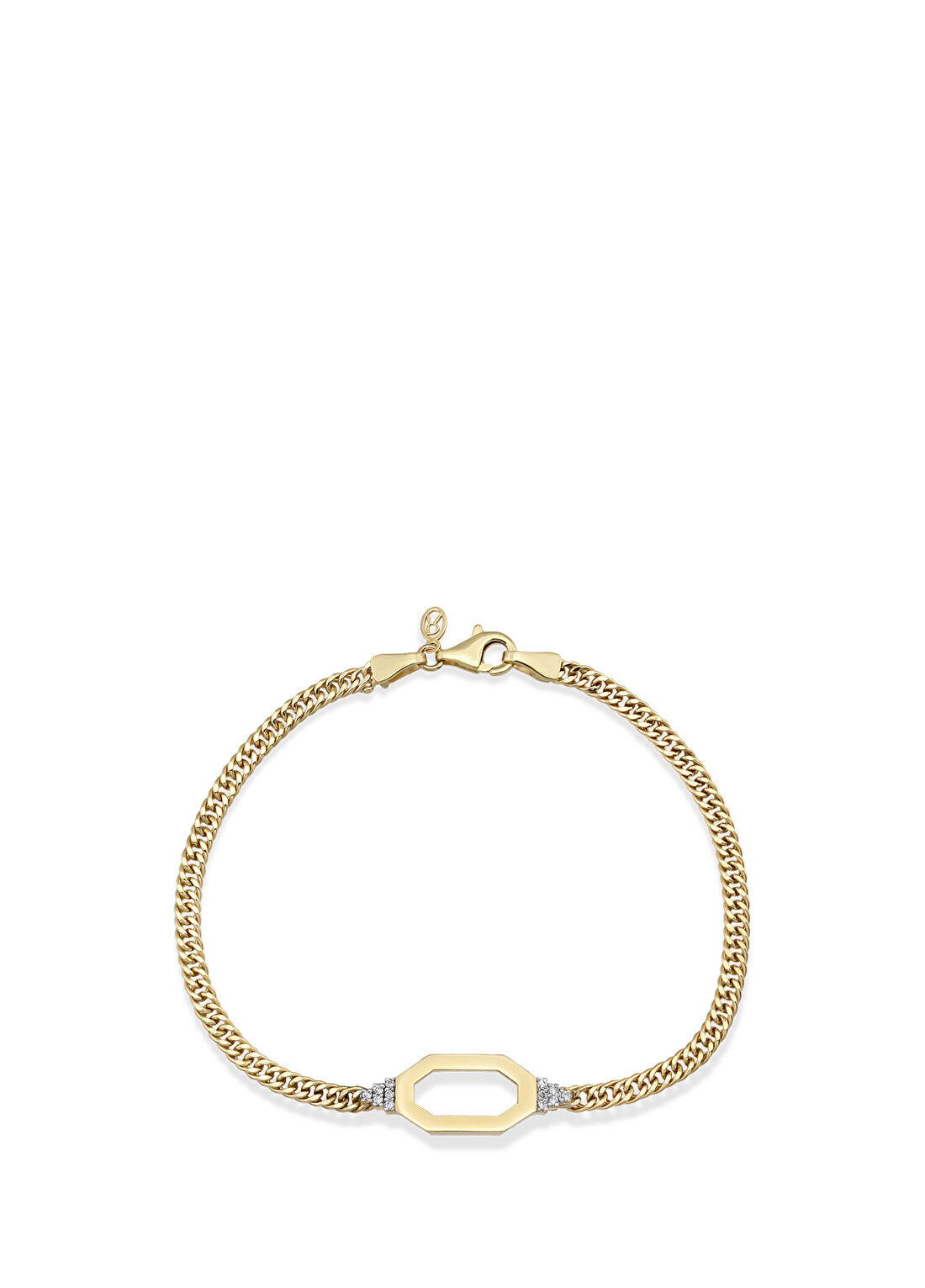 RITA Fine Jewelry Diamond Octagon Straw Pırlanta Taşlı 14 Ayar Altın Kadın Bileklik