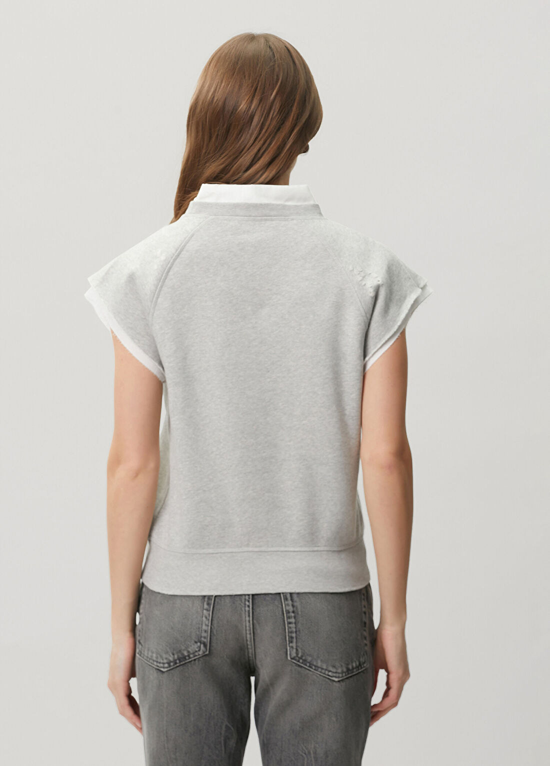 Acne Studios Gri Gömlek Yaka T-shirt görsel 4