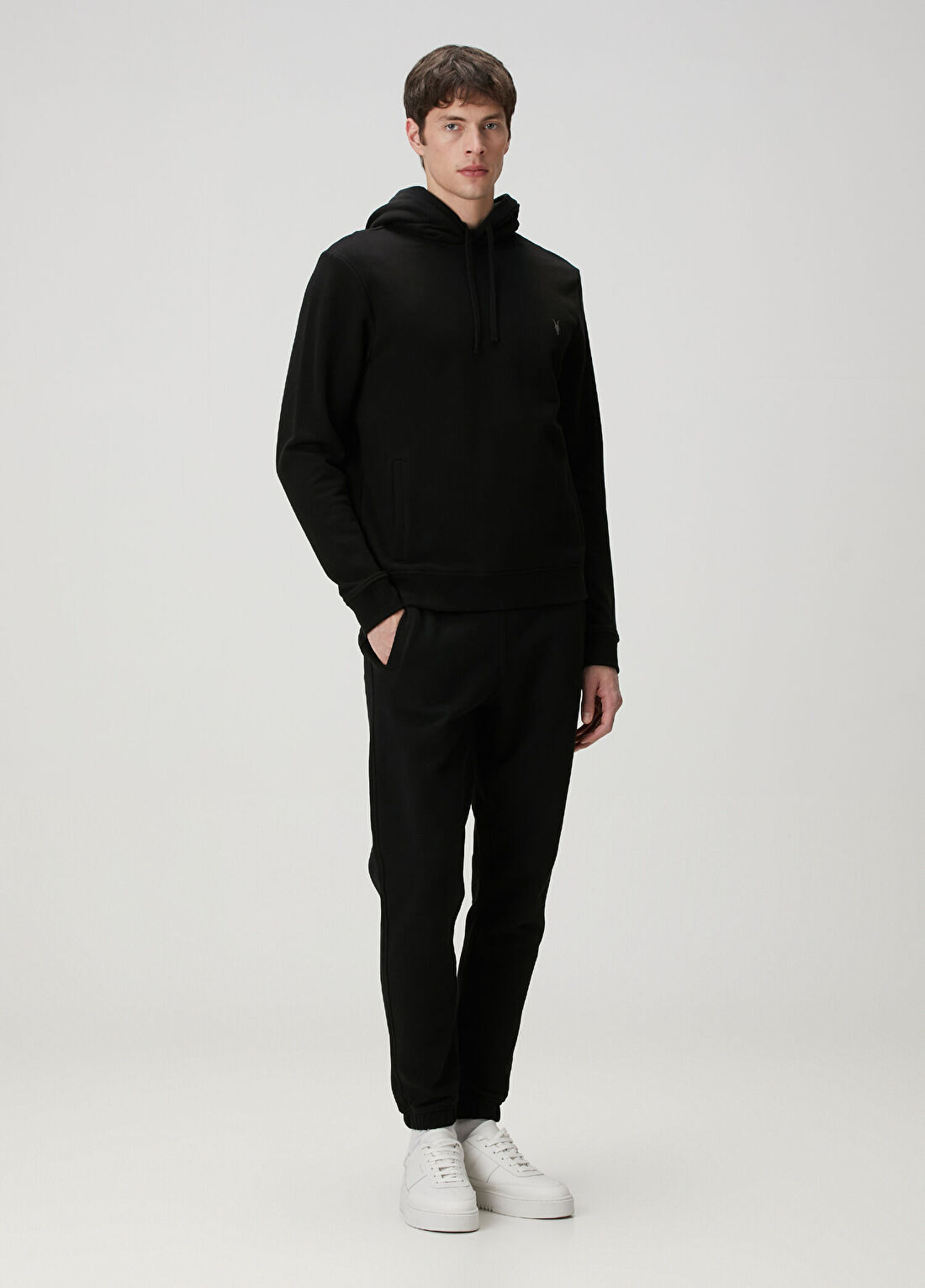 AllSaints Raven Siyah Kapüşonlu Sweatshirt görsel 2
