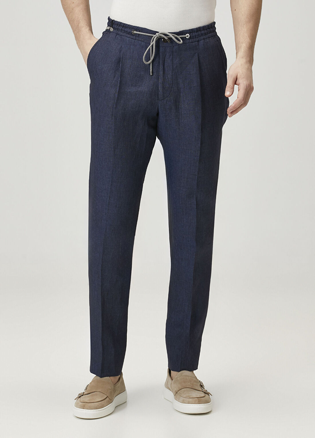 Corneliani Koyu Mavi Keten Pantolon görsel 2