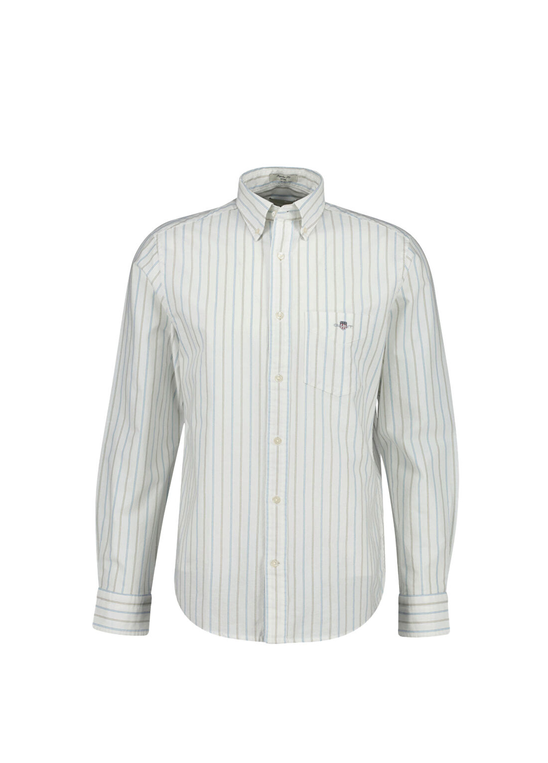 Gant Beyaz Çizgili Regular Fit Düğmeli Yaka Uzun Kollu Erkek Gömlek
