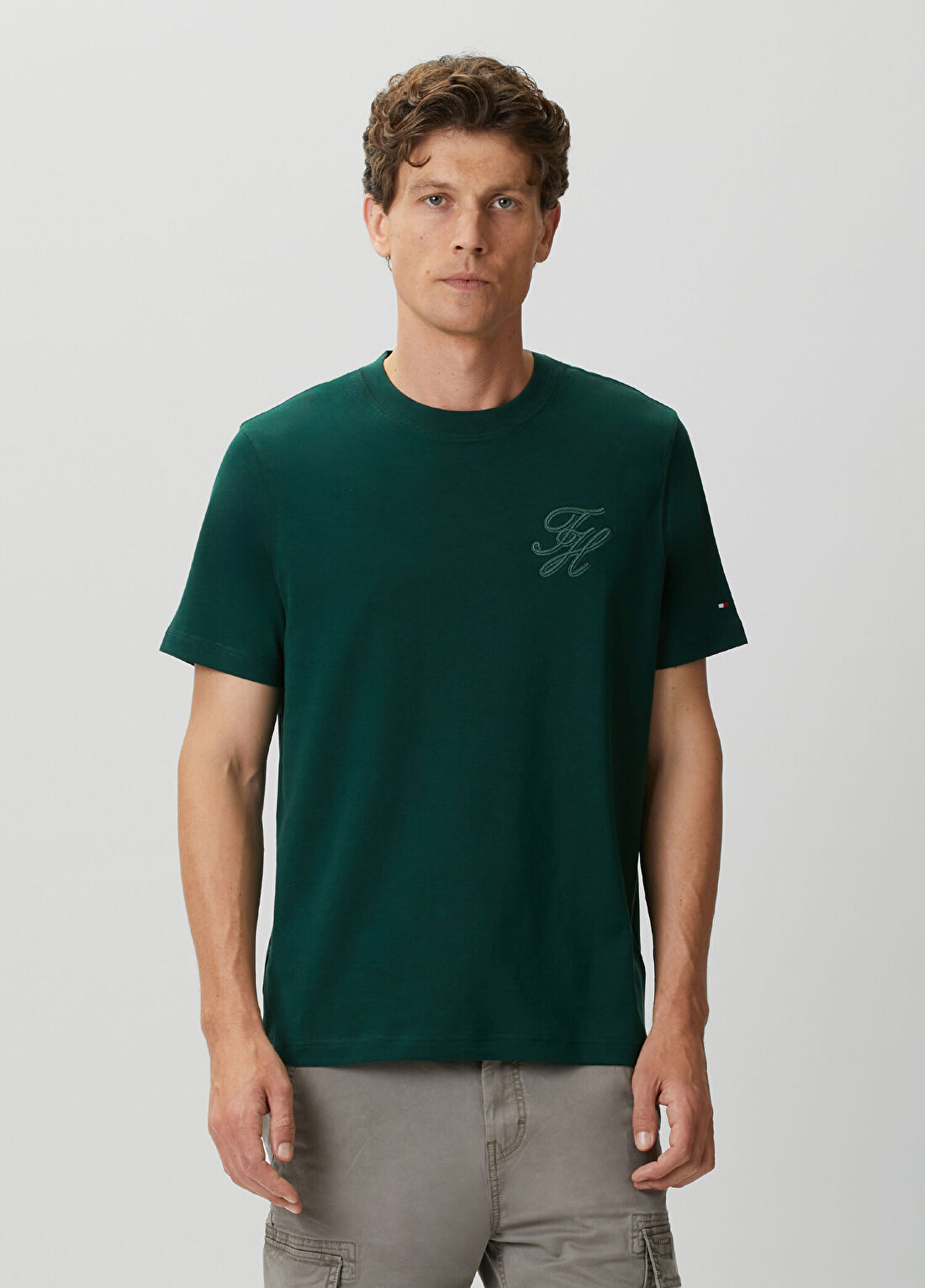Tommy Hilfiger Script Light Yeşil Interlock T-shirt görsel 3