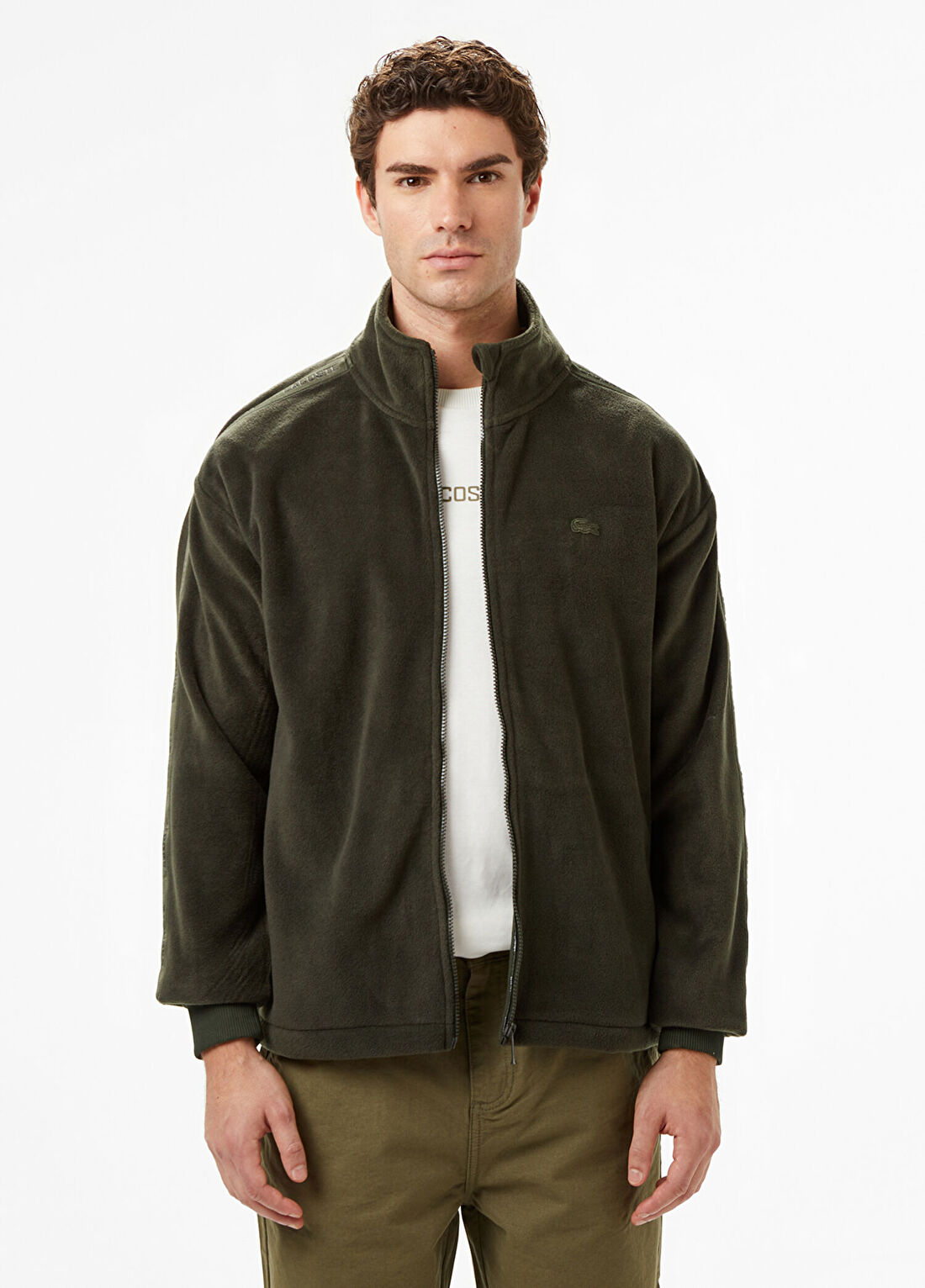 Lacoste Haki Loose Fit Fermuarlı Erkek Sweatshirt