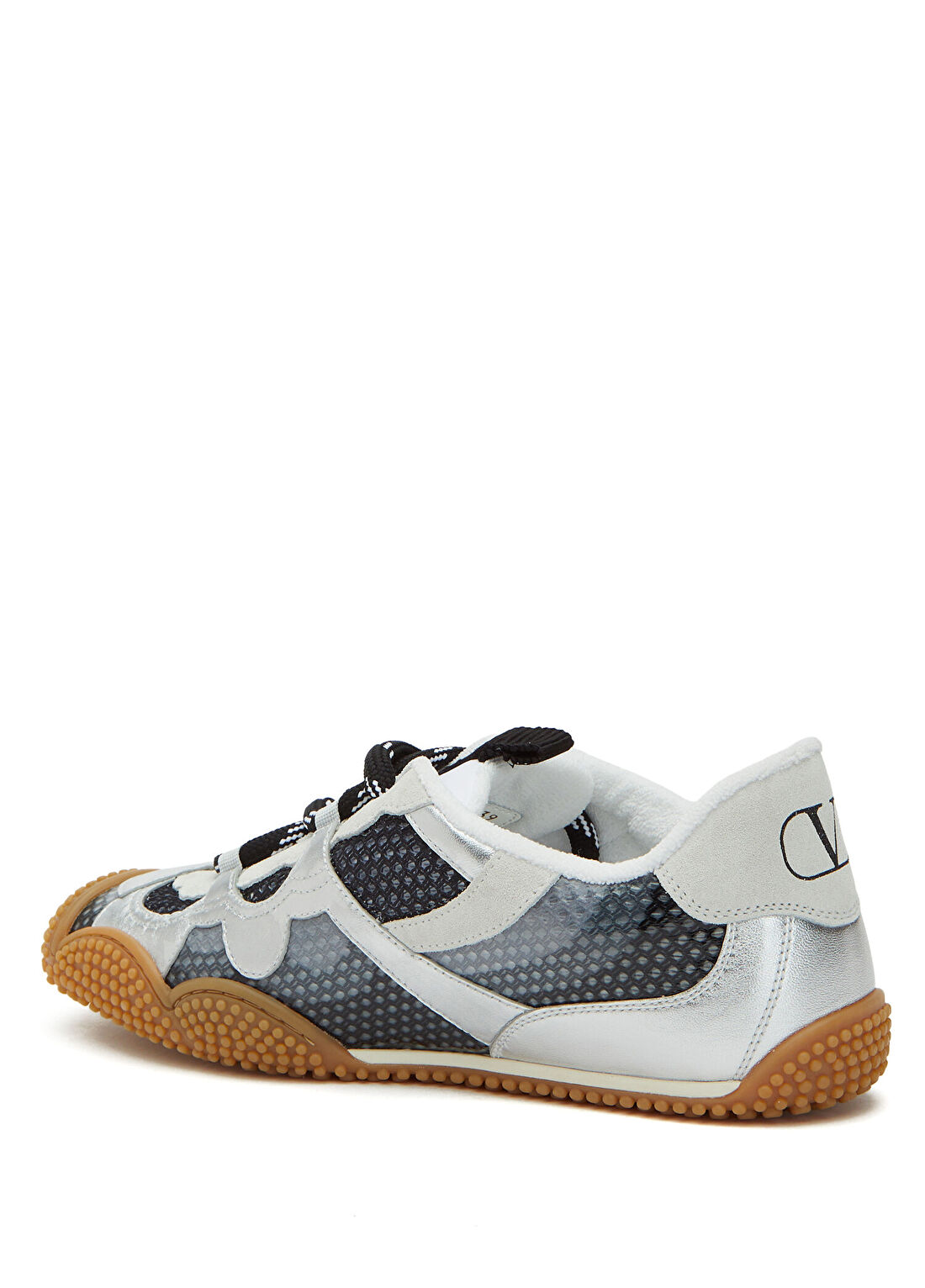 Valentino Garavani Amphibia VLogo Siyah Silver Kadın Deri Sneaker görsel 3