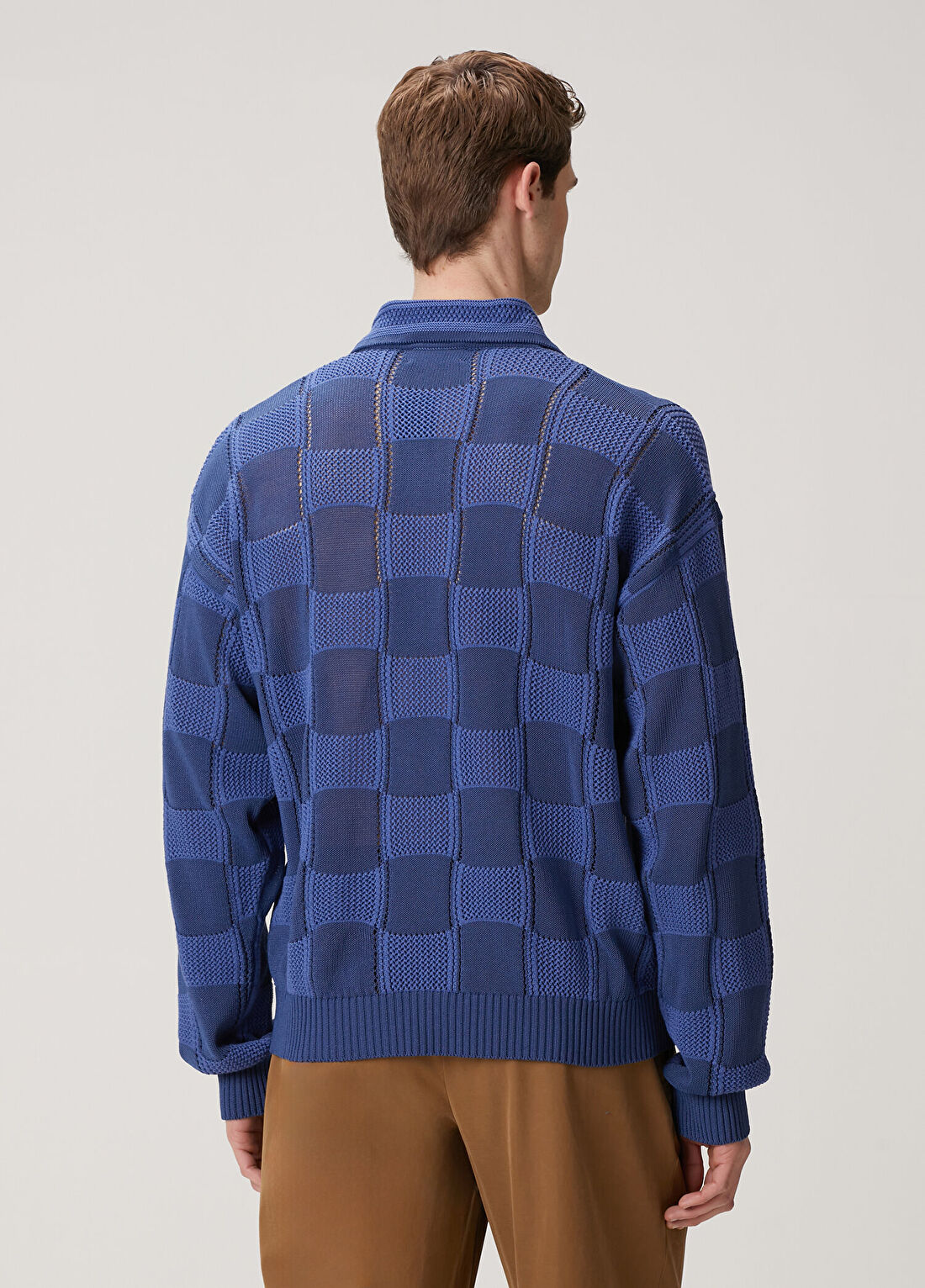 Laneus Mavi Patchwork Detaylı Triko Hırka görsel 4