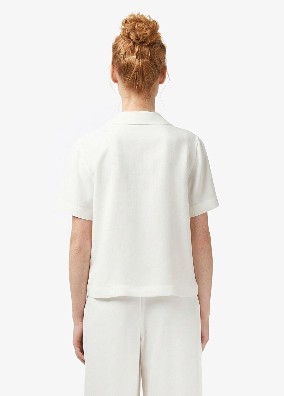 Lacoste Krem Regular Fit Kısa Kollu Kadın Gömlek görsel 3