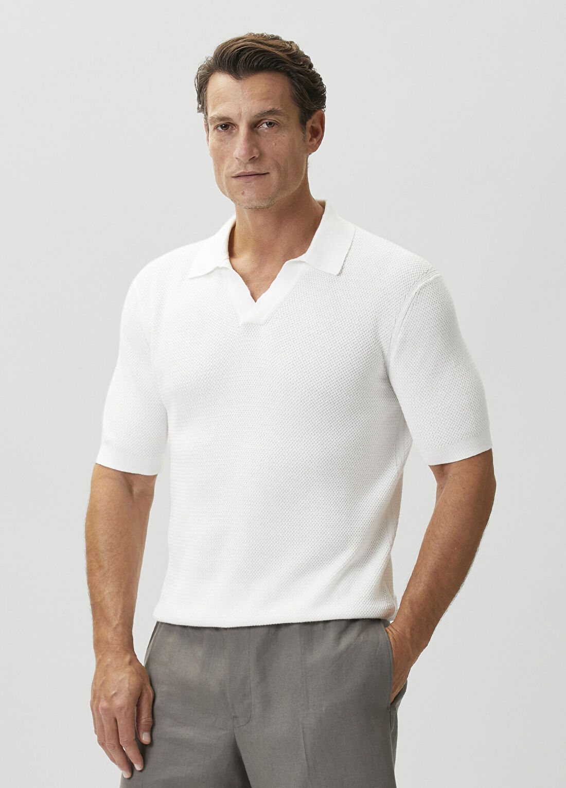 Zegna Beyaz Polo Yaka T-shirt