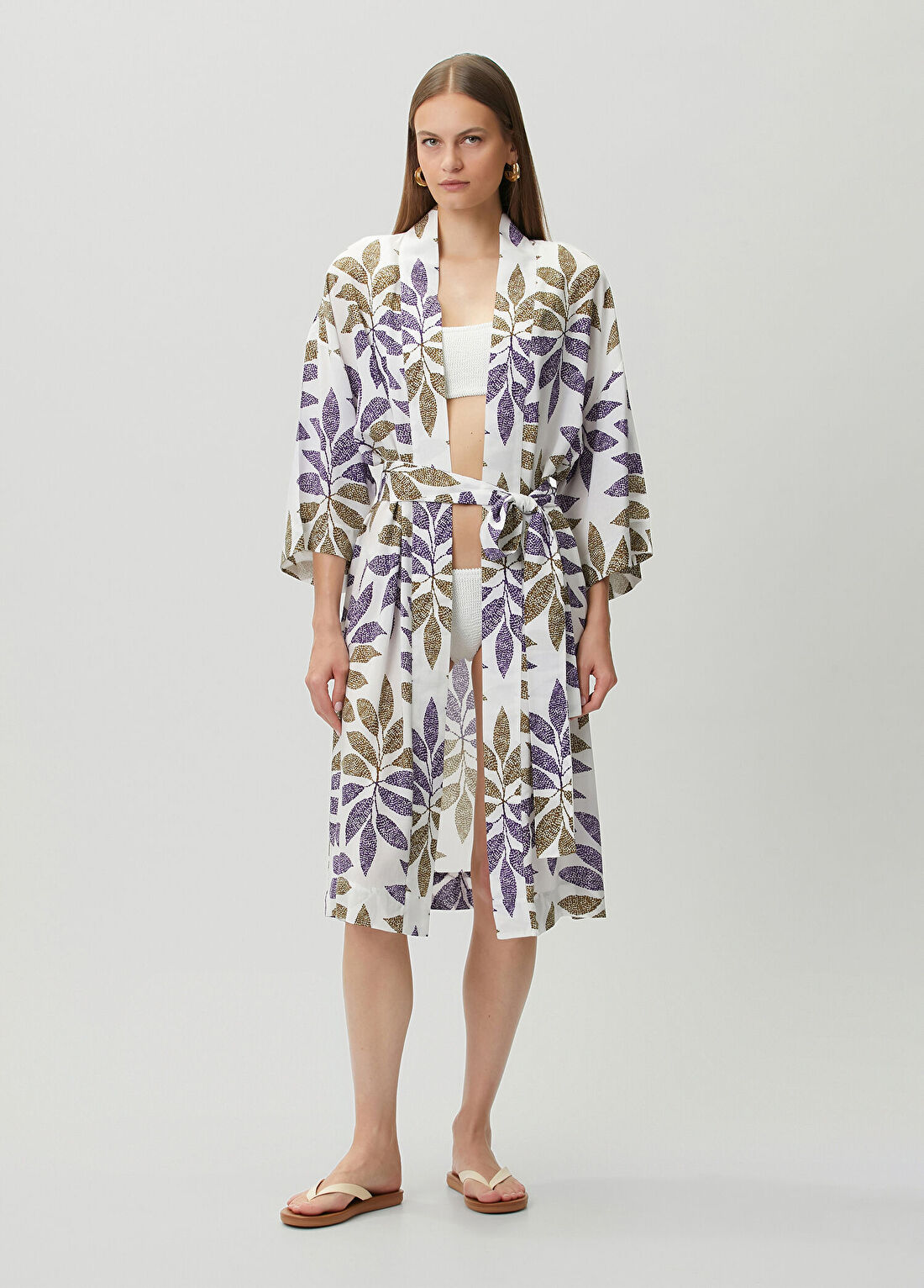Dual Beyaz Desenli Kimono